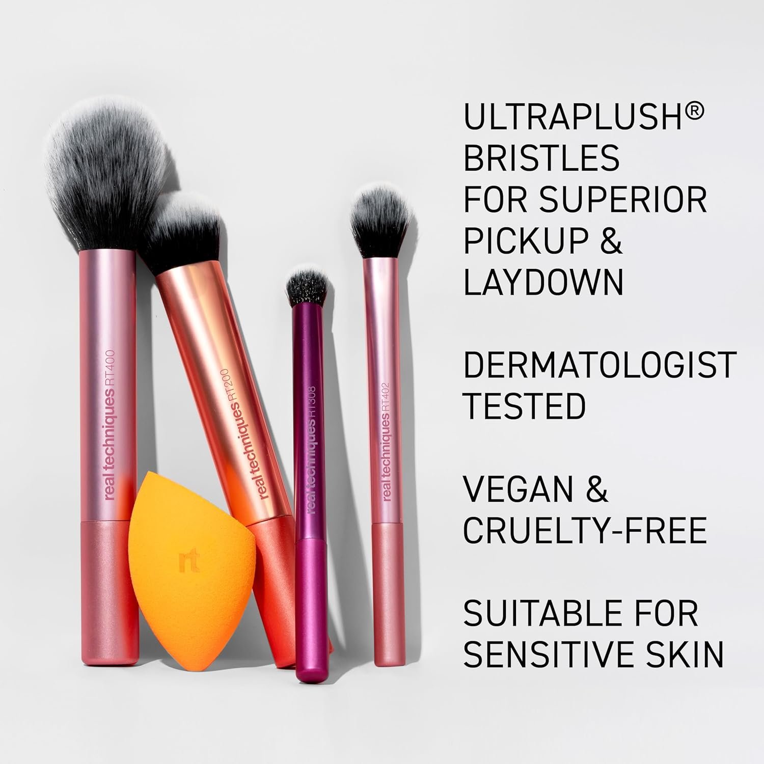 Real Techniques 6 Piece Everyday Essentials Makeup Brush Set, Includes 4 Brushes & 2 Makeup Sponges, For Foundation, Blush, Bronzer, Contour, Eyeshadow, & Powder, Travel Gift Set, Cruelty-Free & Vegan - Image 8