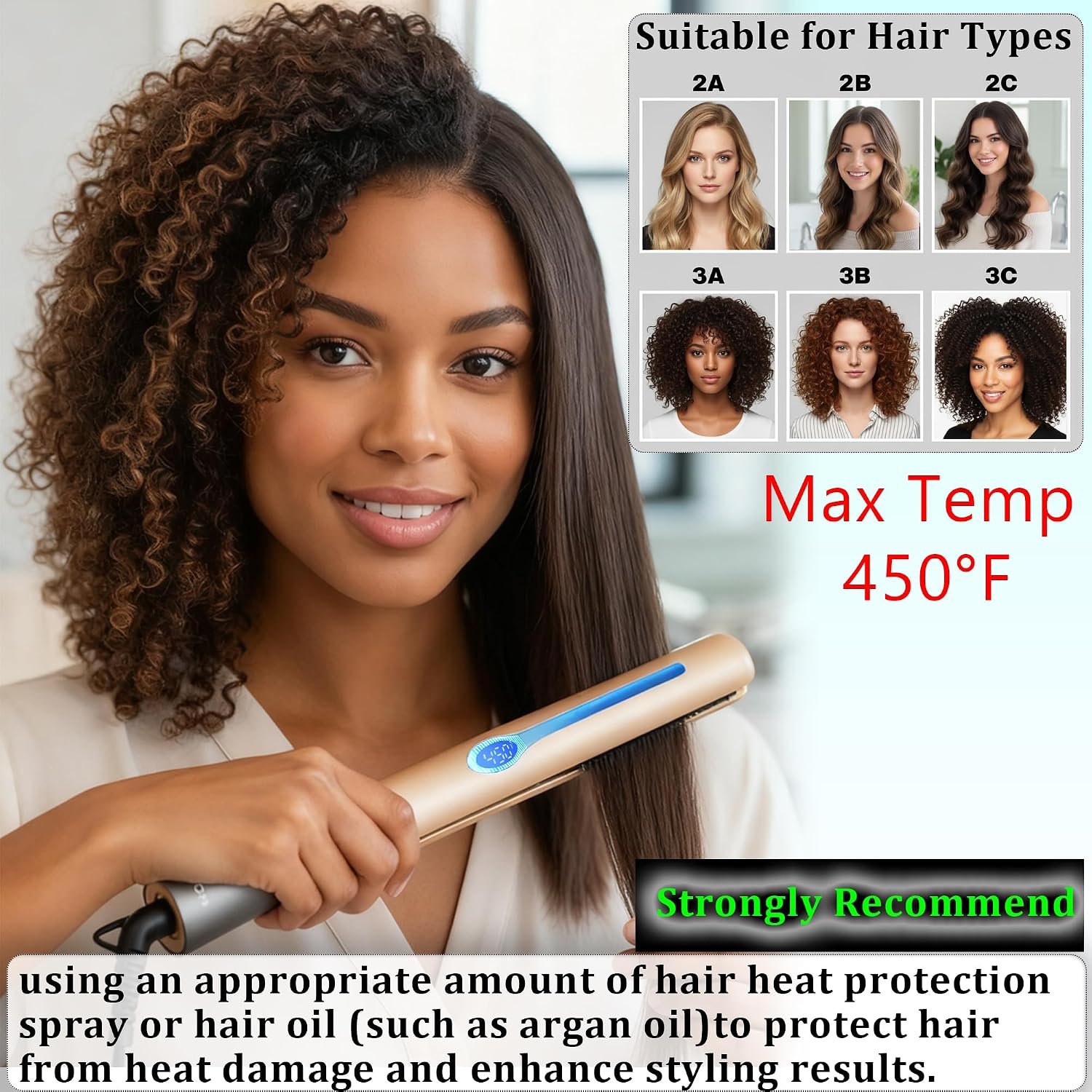 NITION Ceramic Tourmaline Hair Straighteners LCD Flat Iron MCH 10s Fast Heating Up. 1" 3D Floating Plate Healthy Smooth Home Straightening Tools. Travel Pouch. Dual Voltage. Elegant Gift Box - Image 5