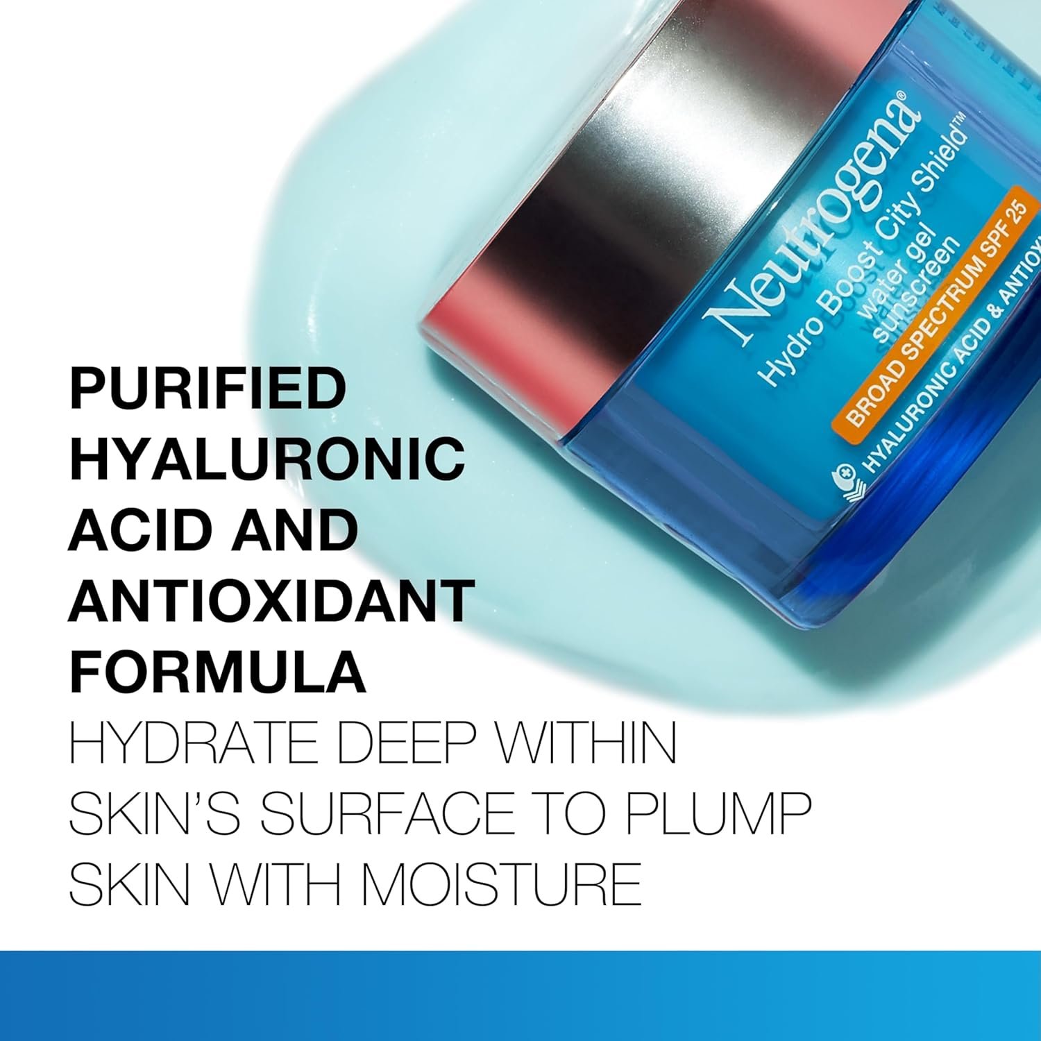 Neutrogena Hydro Boost City Shield Water Gel Face Moisturizer with Broad Spectrum SPF 25, Hydrating Facial Sunscreen with Hyaluronic Acid, Oil-Free and Non-Comedogenic Face Lotion, 1.7 oz - Image 3