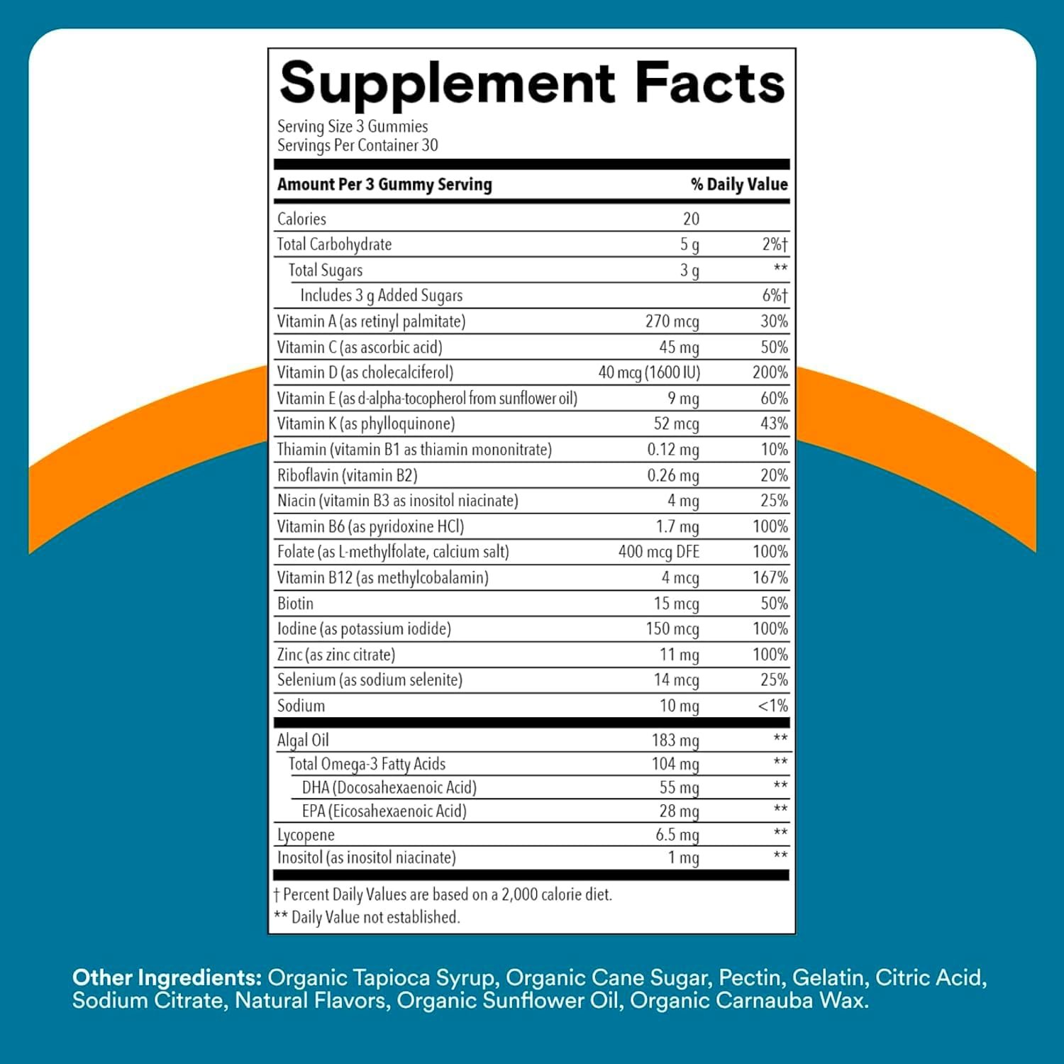 SmartyPants Men's Multivitamin Gummies with Omega 3 DHA/EPA, Methylfolate, Vitamin D3, C, B12, B6, A, K, Zinc, Raspberry Lemonade Flavor, 90 Count (30 Day Supply) - Image 6