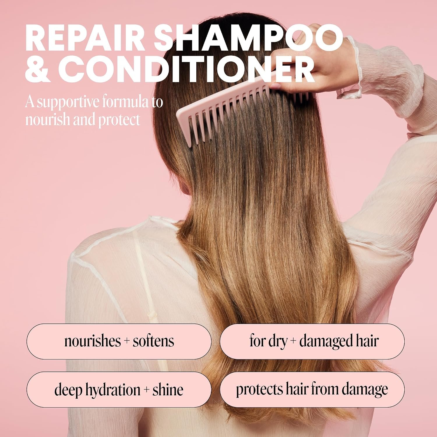 MONDAY HAIRCARE Repair Shampoo and Conditioner Set (2 Count) 12 oz For Dry to Damaged Hair Made with Keratin, Coconut Oil, Shea Butter, and Vitamin E - Image 2