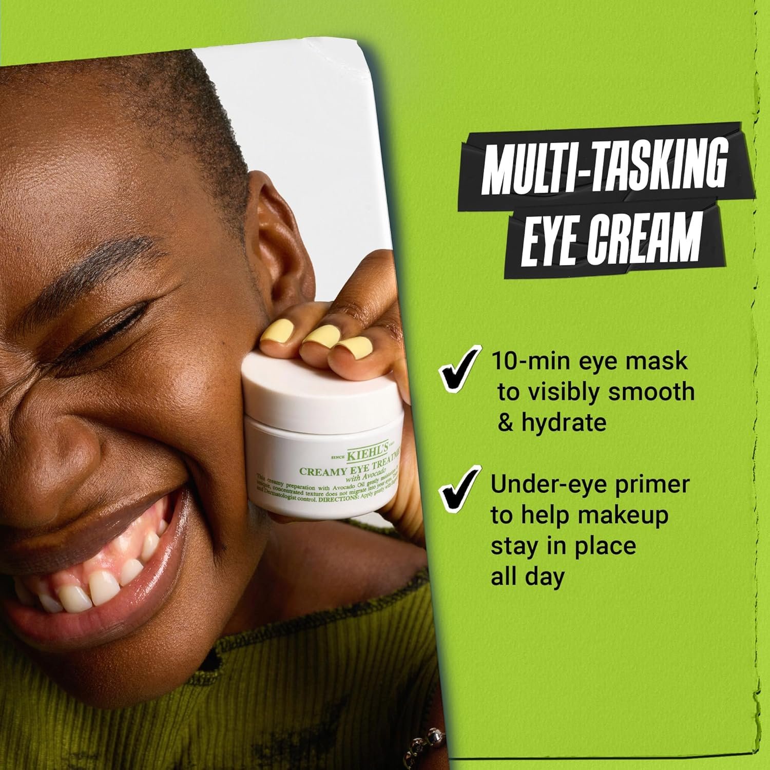 Kiehl's Avocado Eye Treatment, Under Eye Cream for Puffiness and Dark Circles, with Caffeine to Correct Bags, 99% Naturally Derived Non-Toxic Formula - Image 3