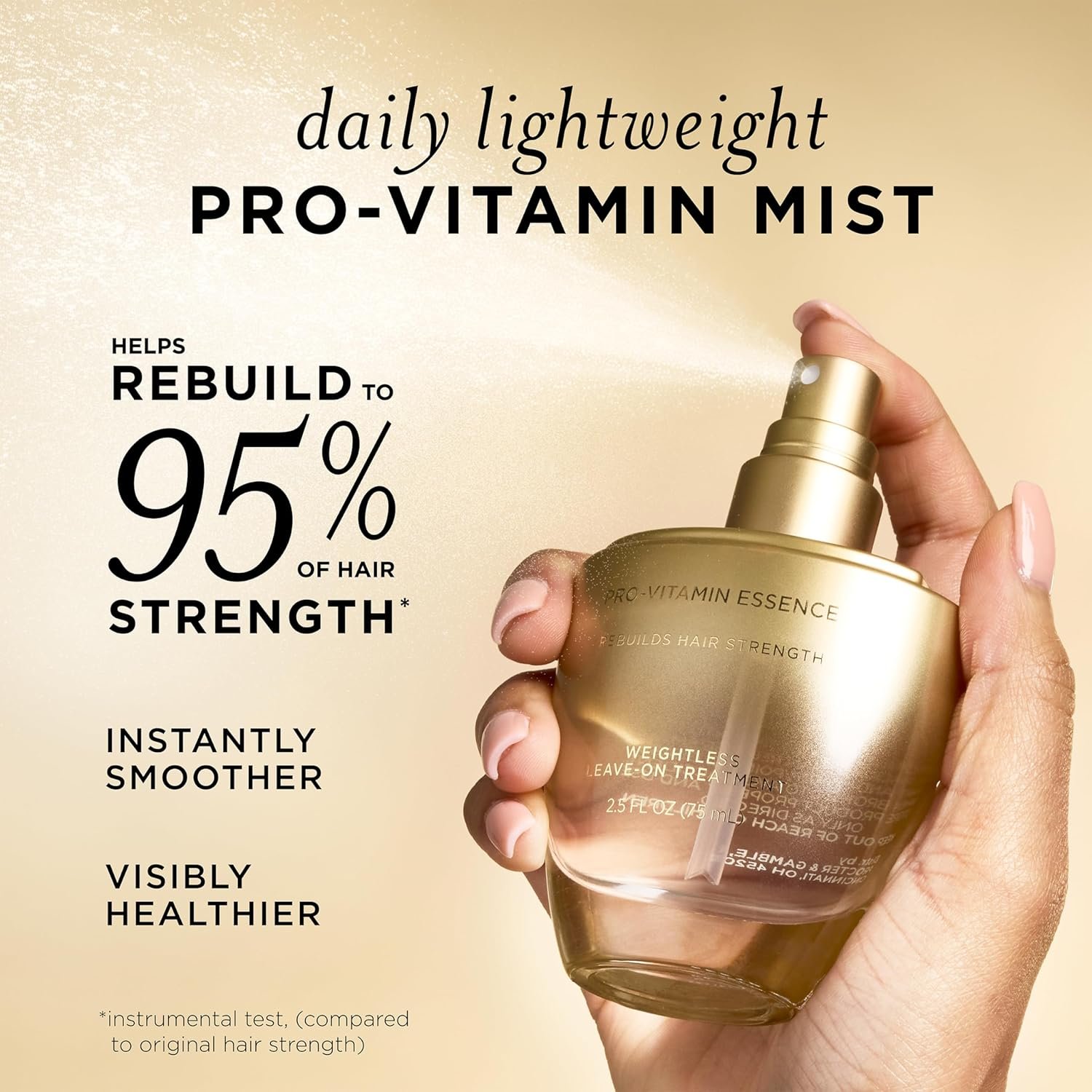 Pantene Pro-Vitamin Essence, Daily Repair Mist, Weightless Leave-On Treatment Strengthens & Rebuilds Damaged Hair, Reduces Breakage, 2.5 Fl Oz - Image 2