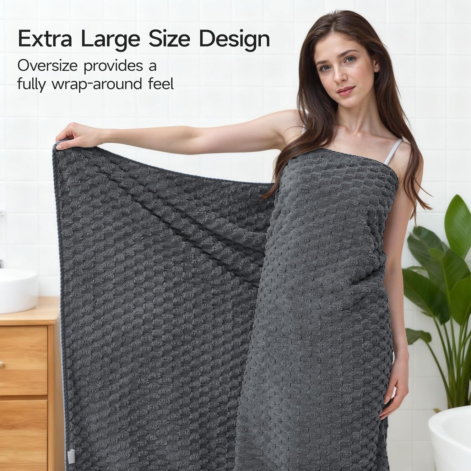 REDKISS Gray Bath Towel Sets XL - 35"x70" Extra Large Bathroom Towels of 6, Super Soft Oversized Bath Sheets for Adults, Microfiber Baths Towels Set, Luxury Shower Towel for Bathroom Hotel - Image 3