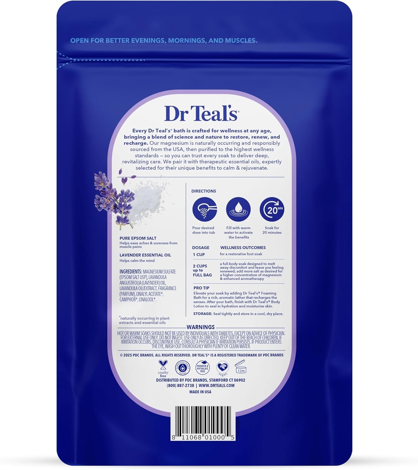 Dr Teal's Epsom Salt Magnesium Soak, Lavender, Eucalyptus & Wellness Trio, 3 lbs (Pack of 3) - Image 7