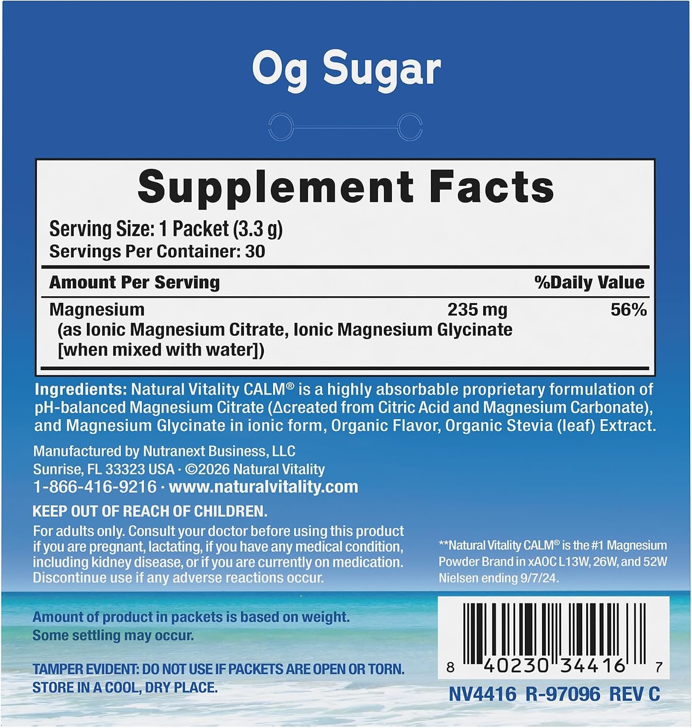 Natural Vitality Calm, Magnesium Citrate Supplement, Anti-Stress Drink Mix Powder - Gluten Free, Vegan, & Non-GMO, Raspberry Lemon, 0.12 oz, 30 Packets - Image 3