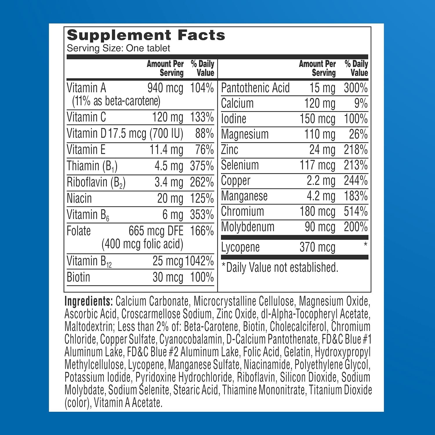 One A Day Men’s 50+ Healthy Advantage Multivitamin, Multivitamin for Men with Vitamins A, C, E, B6, B12, Calcium and Vitamin D, Tablet, 200 Count (Pack of 1) - Image 7