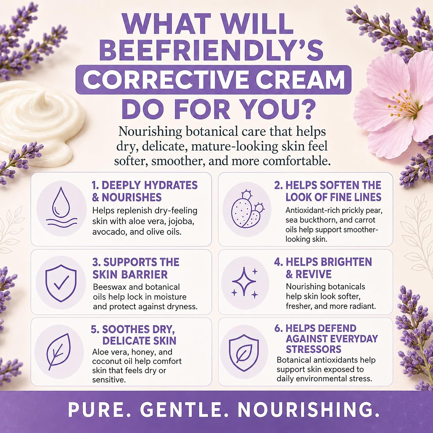 BeeFriendly® Organic Corrective Cream Face Moisturizer, 2 oz | USDA Certified, Revitalizing Facial Night Cream, For Sensitive Skin, Aids Fine Lines & Wrinkles, For Eyes, Face, Neck - Image 2