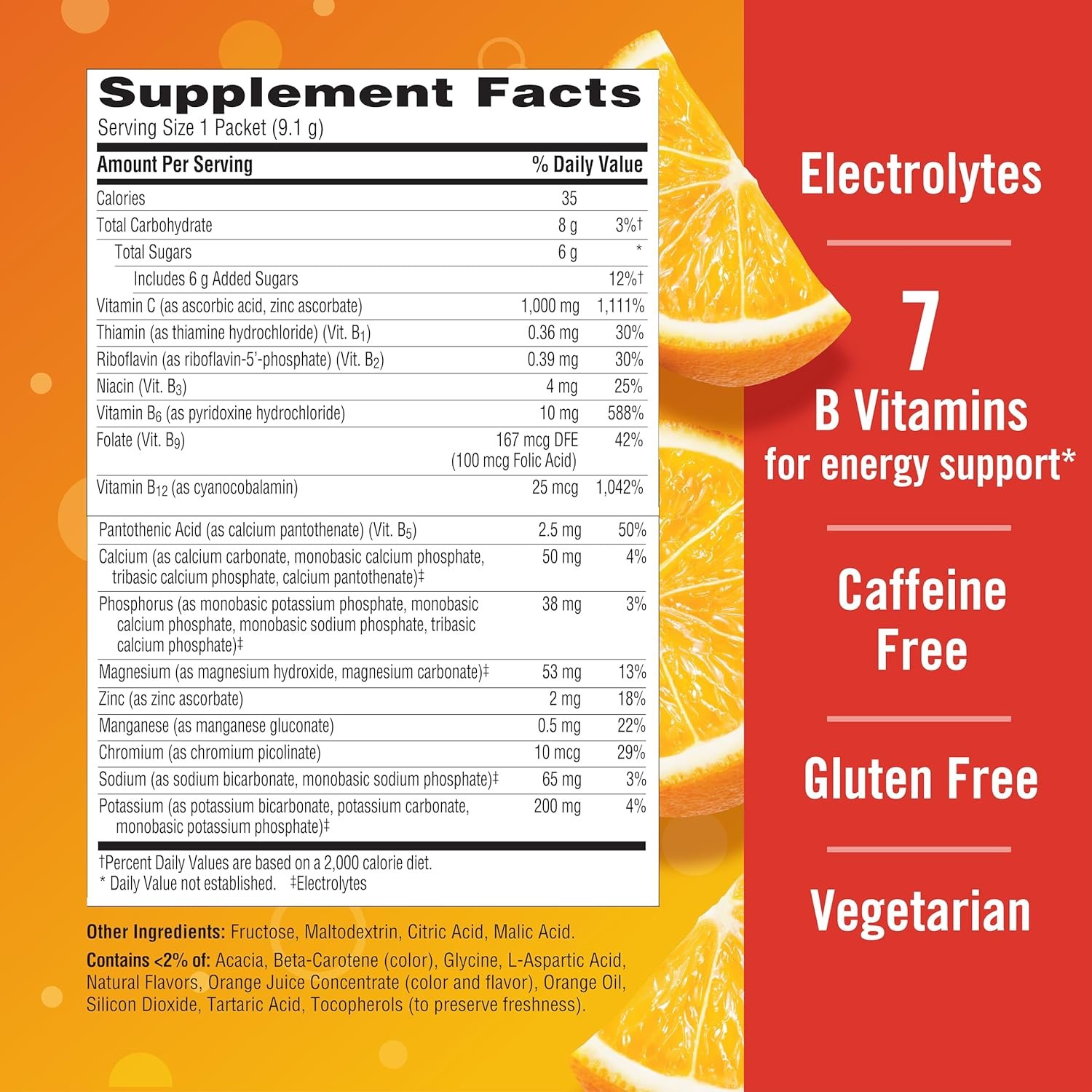 Emergen-C 1000mg Vitamin C Immune Support Powder Super Orange 90CT includes Zinc, Manganese, 7 B Vitamins and Electrolytes for Back to School Essentials - Image 6