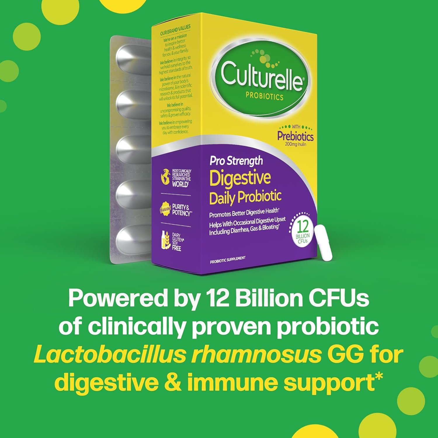 Culturelle Pro Strength Daily Probiotics For Digestive Health (2 Month Supply) with Prebiotics for Women & Men, Supports Occasional Diarrhea, Gas & Bloating, Gluten & Soy Free, 60 Count - Image 4