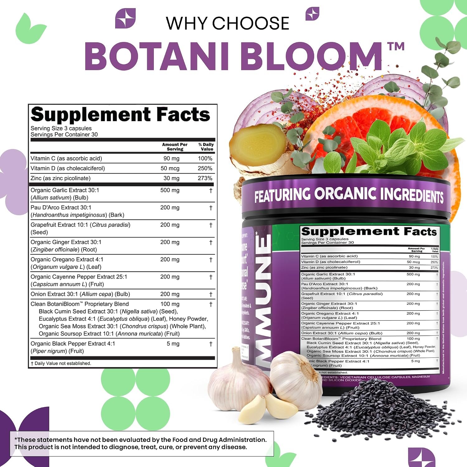 Clean Nutra Garlic Ginger Oil of Oregano Cayenne Pepper Grapefruit Soursop Black Cumin Sea Moss Black Pepper Vitamin C and Zinc VIT C Detox Gut Health Black Seed Cleanse 90 Vegan Capsules - Image 5