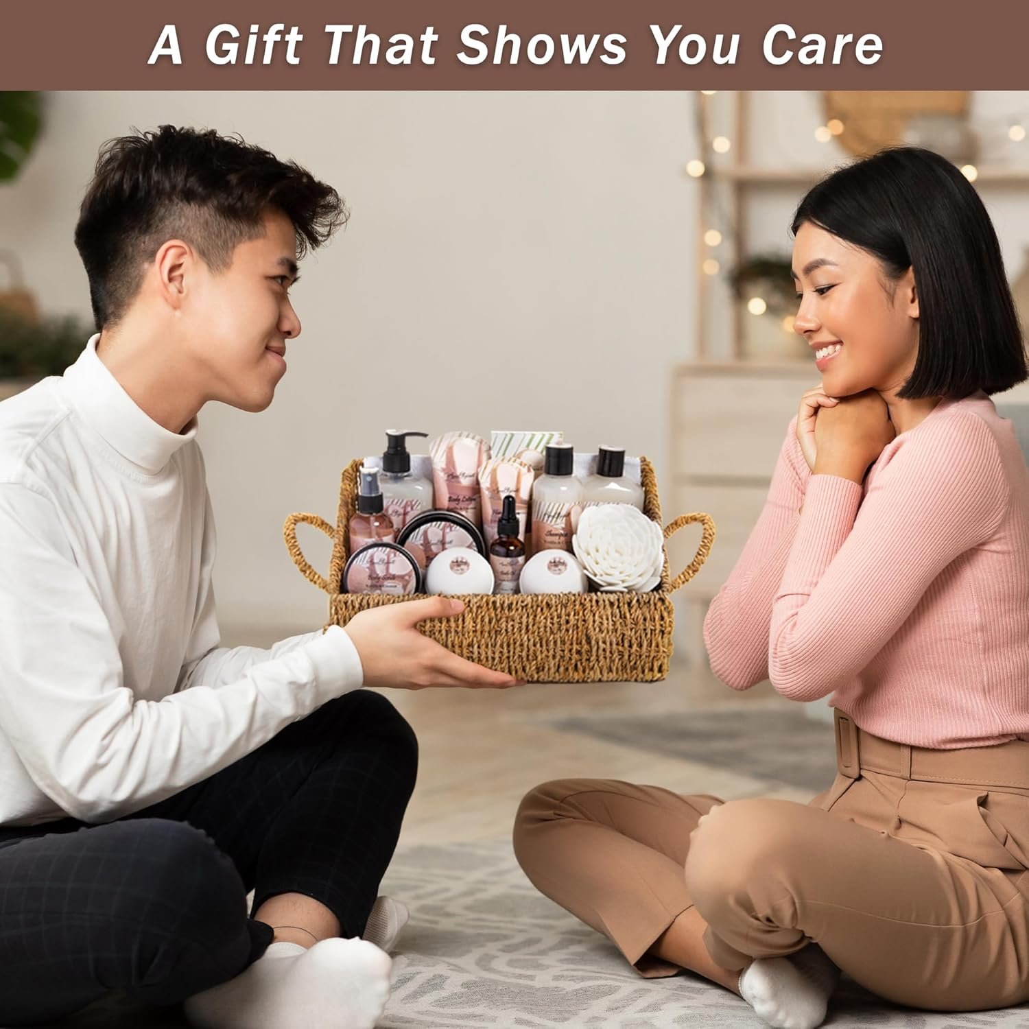 Aqua Elegante Bath Spa Gift Set - 15 Piece Premium Basket with Wash, Bubble Bath, Lotion, Salts, Body Scrub, Towel, Shower Puff, Bathbombs, Reusable Basket, Gifts for Women - Coconut & Vanilla - Image 5