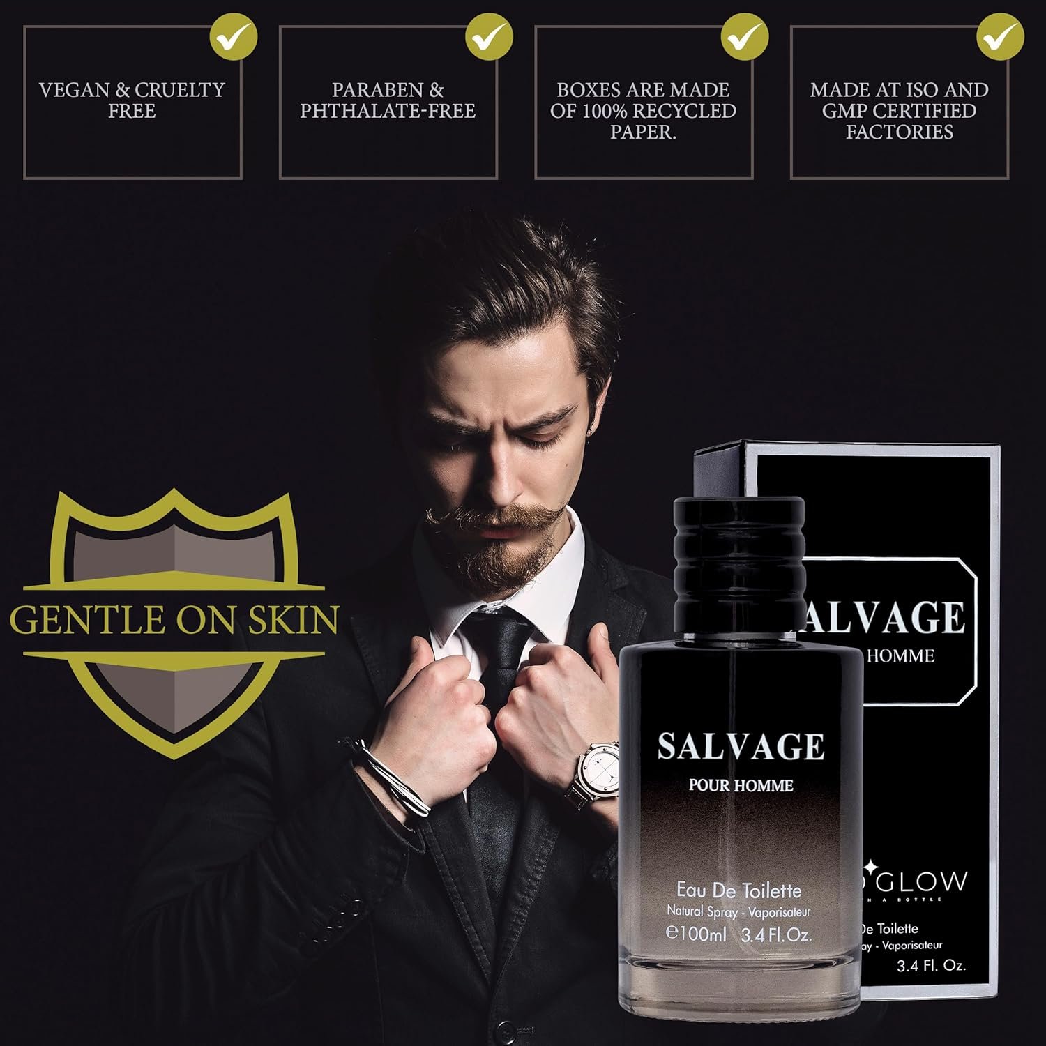 Salvage for Men 3.4 Oz Men's Eau De Toilette Spray Refreshing & Warm Masculine Scent for Daily Use Men's Casual Cologne Great Holiday Gift Smell Fresh All Day A Gift for Any Occasion - Image 4