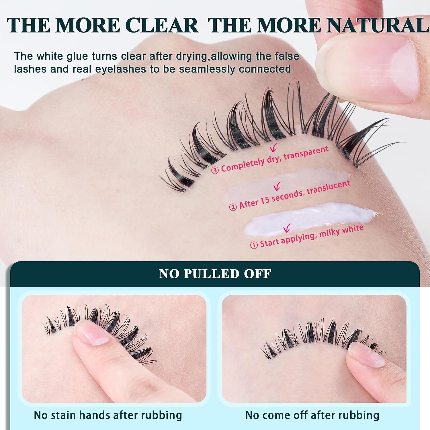 Vasa Muse Premium Lash Clusters Kit Lashes Wispy Lash Clusters Natural Eyelash Clusters Spiky Fairy Eyelash Extension Kit invisible Band Eyelashes with Bond & Seal for DIY 10-16mm 0.05mm - Image 10