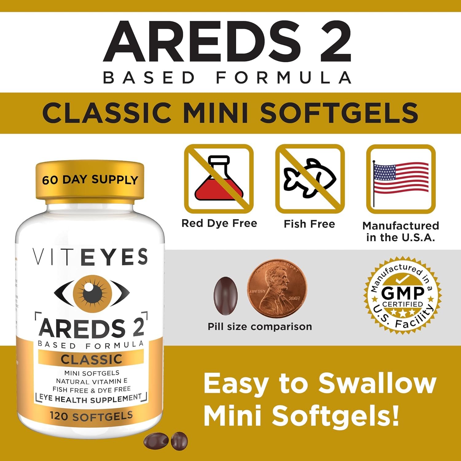 VITEYES® AREDS 2 Softgels, 120 Count - Single Daily Dose Eye Vitamin - Image 6