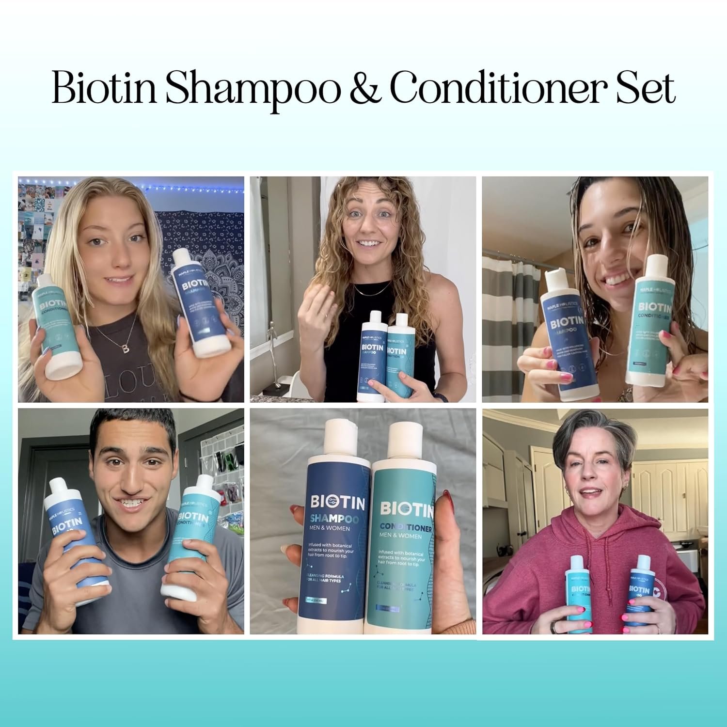 Rosemary Biotin Shampoo and Conditioner Set - Volumizing Shampoo and Conditioner for Thinning Hair for Women & Men with Nourishing B Vitamins - Color Safe Sulfate Paraben & Silicone Free (8 Fl Oz) - Image 2