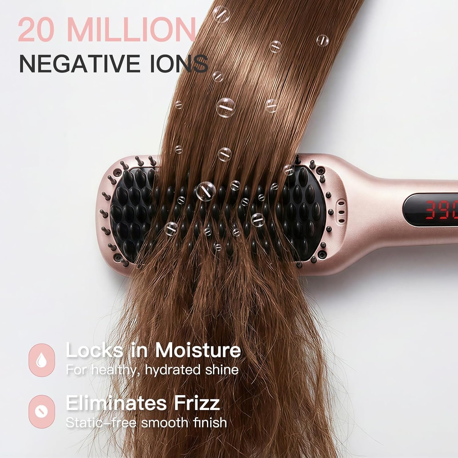 MegaWise Hair Straightener Brush KL1025-2-in-1 Ionic Hair Straightening & Detangling Brush with Adjustable Temperature, Anti-Scald Technology, and Auto Shut-Off - Ideal for All Hair Types - Image 5