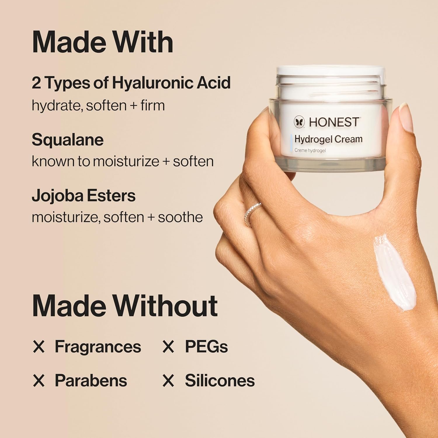 Honest Beauty Hydrogel Cream with Hyaluronic Acid, Lightweight Moisturizing Water, Gentle for Sensitive Skin, Fragrance-Free, Vegan 1.7, fl oz - Image 3