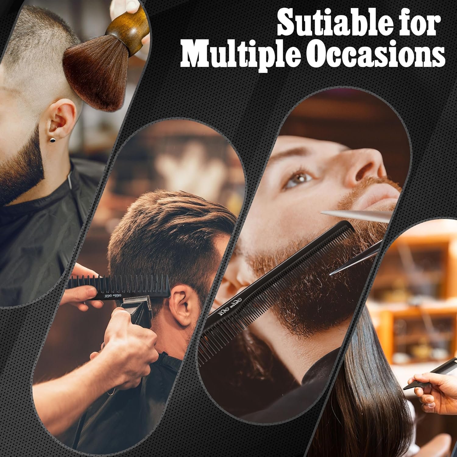 SALONSILK 13PCS Hair Cutting Shaving Brush and Comb Set, Professional Barber Combs for Hair Stylist, Premium Grade Barber Brush Neck Duster, Fading Comb Barber Clipper Comb - Image 7