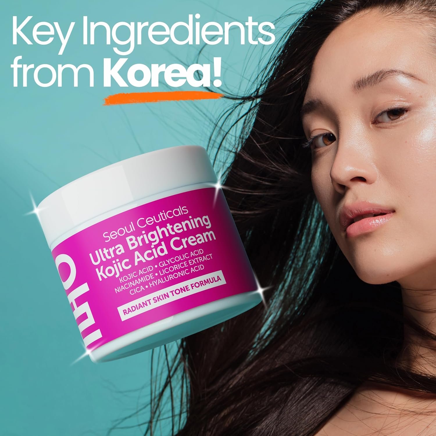 SeoulCeuticals Korean Kojic Acid Cream Dark Spot Remover + Glycolic Acid + Niacinamide + Cica + HA Moisturizer - Cruelty Free K Beauty Skincare 2oz - Image 6