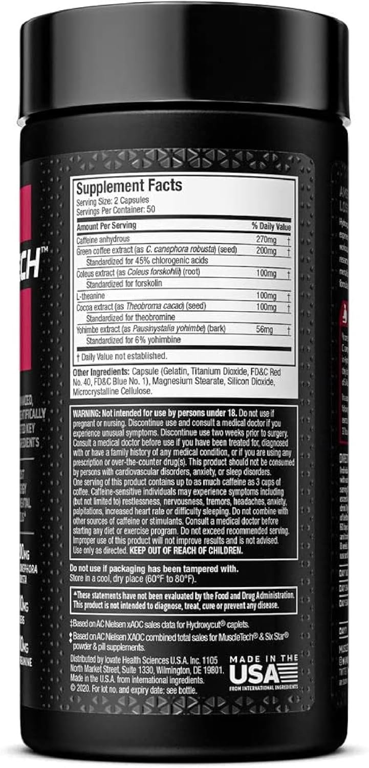 Hydroxycut Hardcore Elite - Energy & Metabolism Support for Men & Women - 270 mg Caffeine Anhydrous & 200 mg Green Coffee Extract - Rapid Release Capsules - 100 Count - Image 3