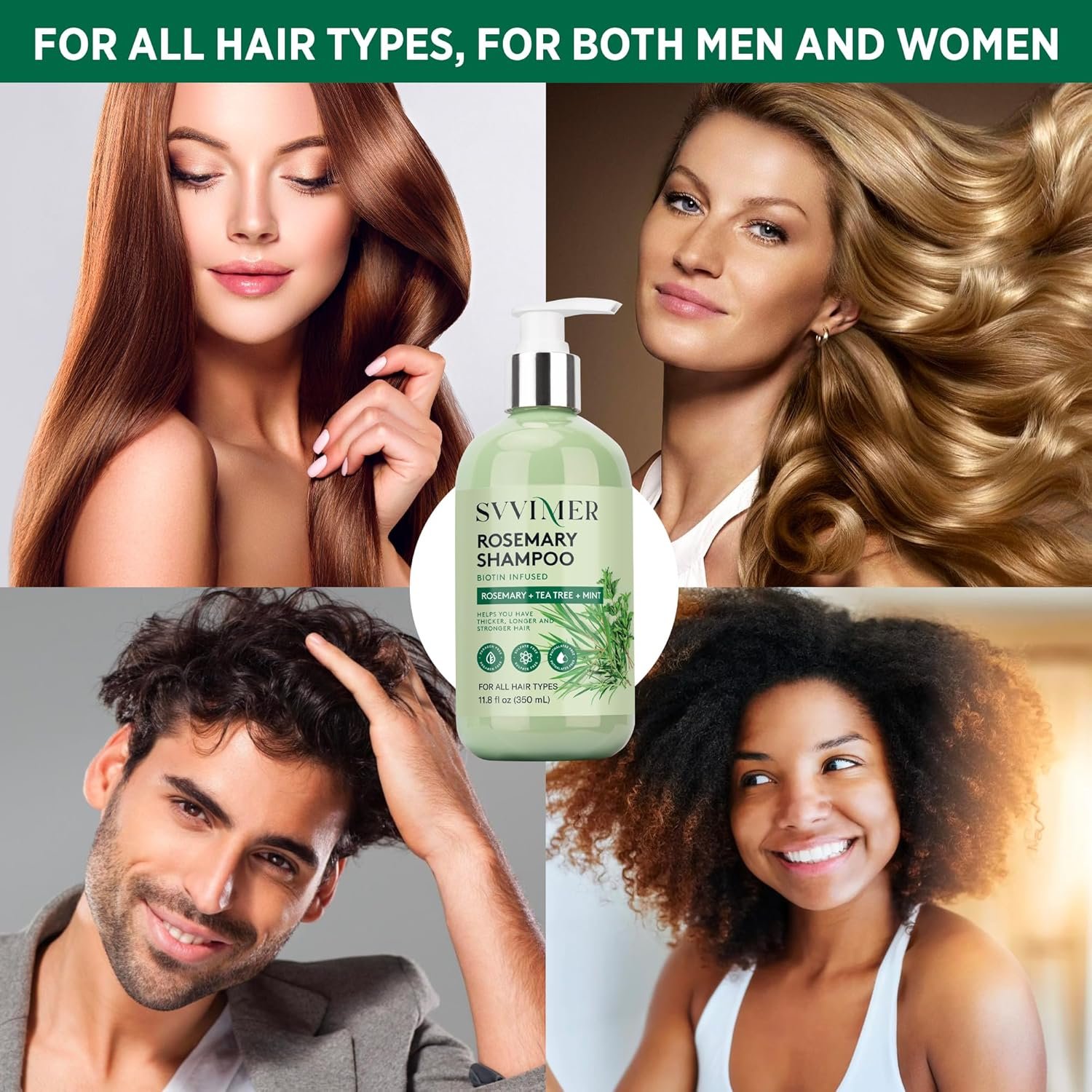 Svvimer Rosemary Hair Thickening Shampoo: Thickening and Strengthening Formula for Men & Women - Volumizing Shampoo with Tea Tree Oil Biotin Mint - For Thinning Fine Hair 11.8 Fl Oz - Image 6