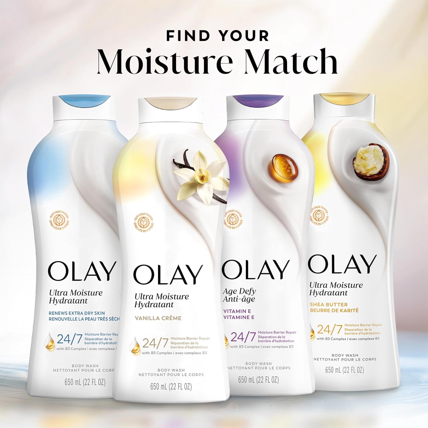 Olay Body Wash for Women, Age Defy with Vitamin E, 24/7 Moisture Barrier Repair, Hydrating & Cleansing for Visibly Soft Skin, Vitamin B3 & Hyaluronic Blend, All Skin Types, 22 fl oz (Pack of 2) - Image 8