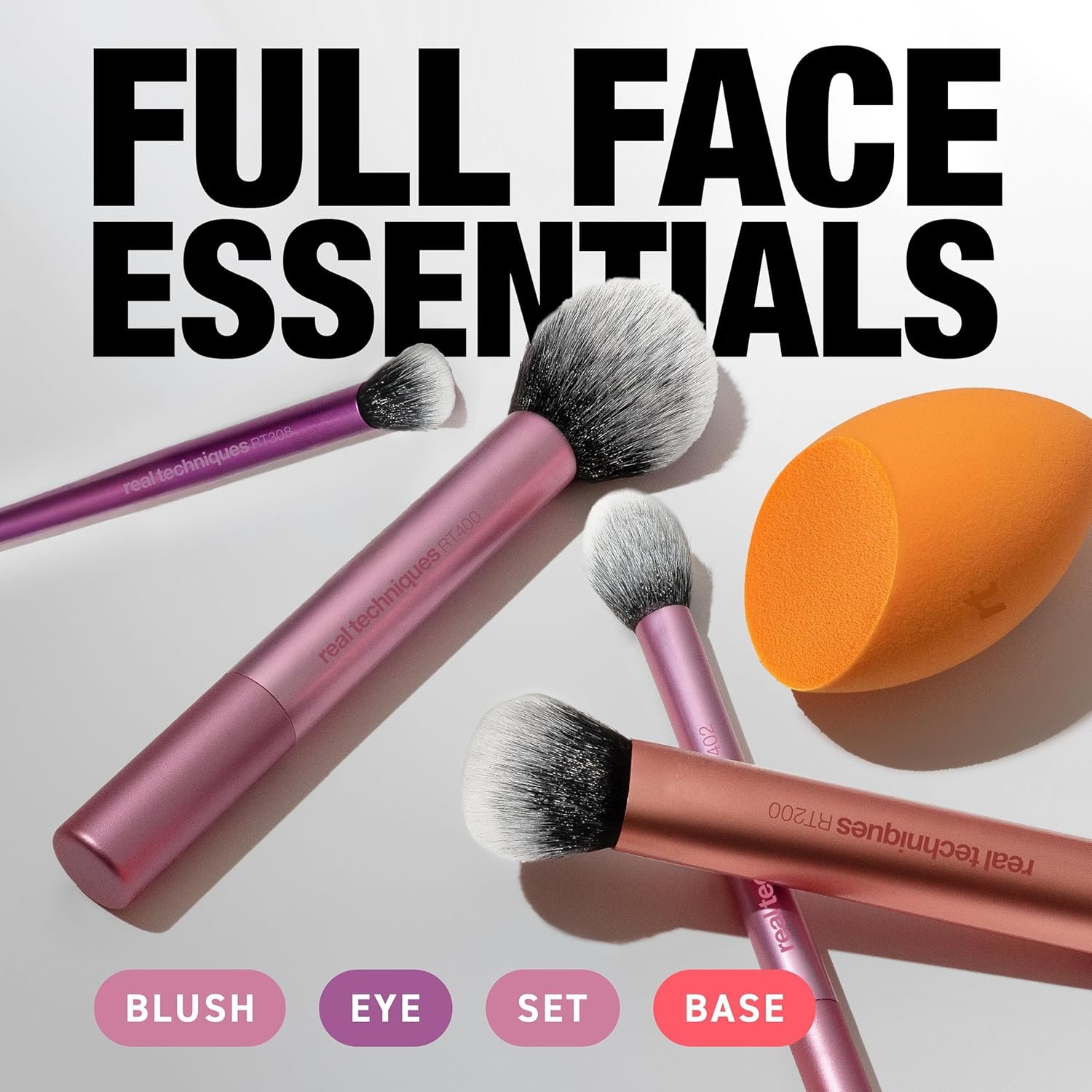 Real Techniques 6 Piece Everyday Essentials Makeup Brush Set, Includes 4 Brushes & 2 Makeup Sponges, For Foundation, Blush, Bronzer, Contour, Eyeshadow, & Powder, Travel Gift Set, Cruelty-Free & Vegan - Image 2