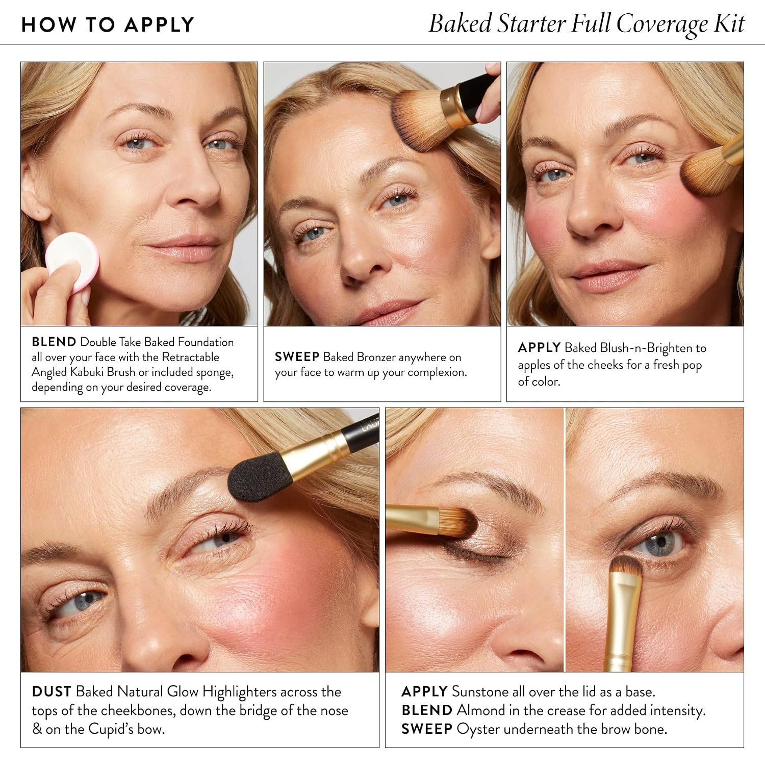 LAURA GELLER NEW YORK Baked Starter Kit - Full Coverage: Double Take Powder Foundation + Best of the Best Face Palette + Retractable Angled Kabuki Brush (03 Light) - Image 4
