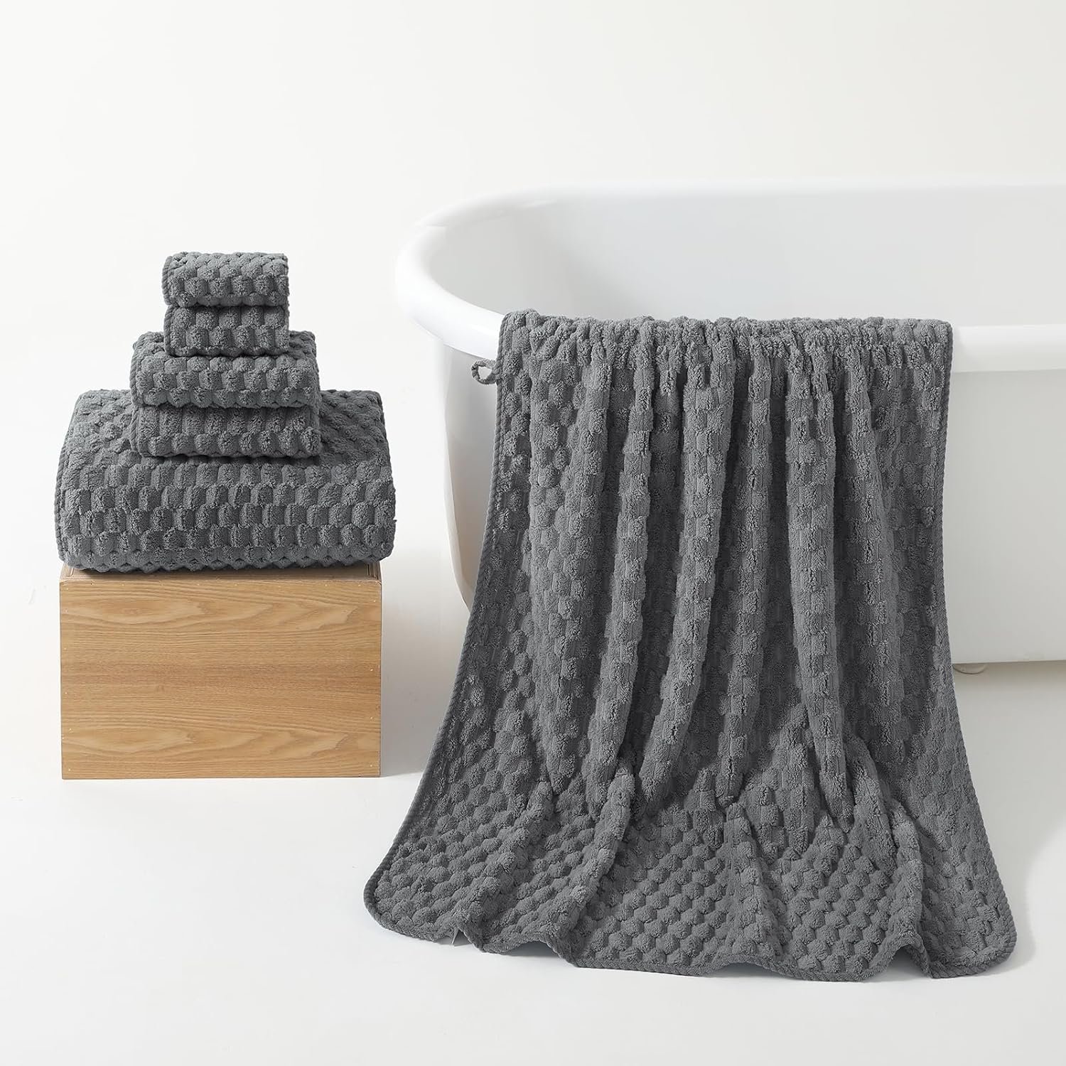 REDKISS Gray Bath Towel Sets XL - 35"x70" Extra Large Bathroom Towels of 6, Super Soft Oversized Bath Sheets for Adults, Microfiber Baths Towels Set, Luxury Shower Towel for Bathroom Hotel - Image 8