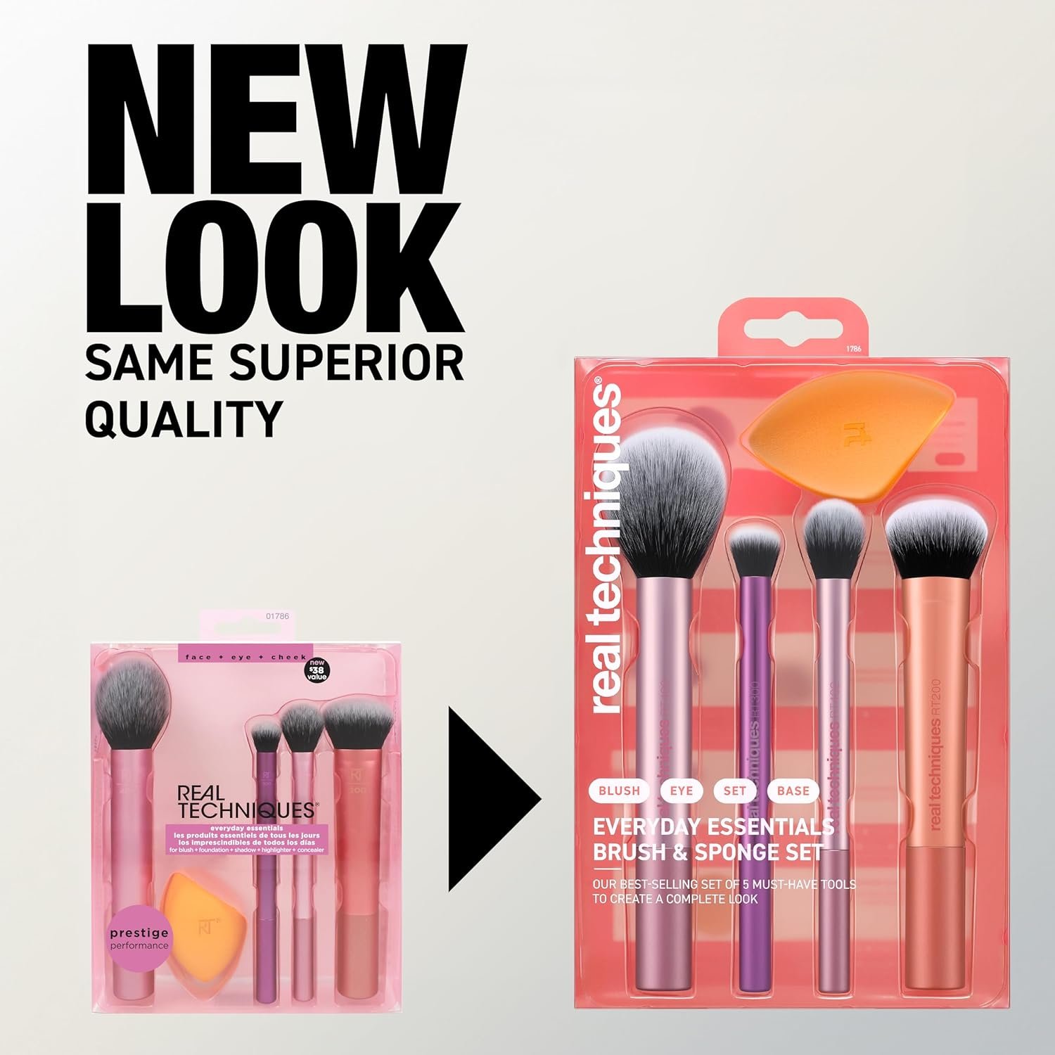 Real Techniques 6 Piece Everyday Essentials Makeup Brush Set, Includes 4 Brushes & 2 Makeup Sponges, For Foundation, Blush, Bronzer, Contour, Eyeshadow, & Powder, Travel Gift Set, Cruelty-Free & Vegan - Image 9