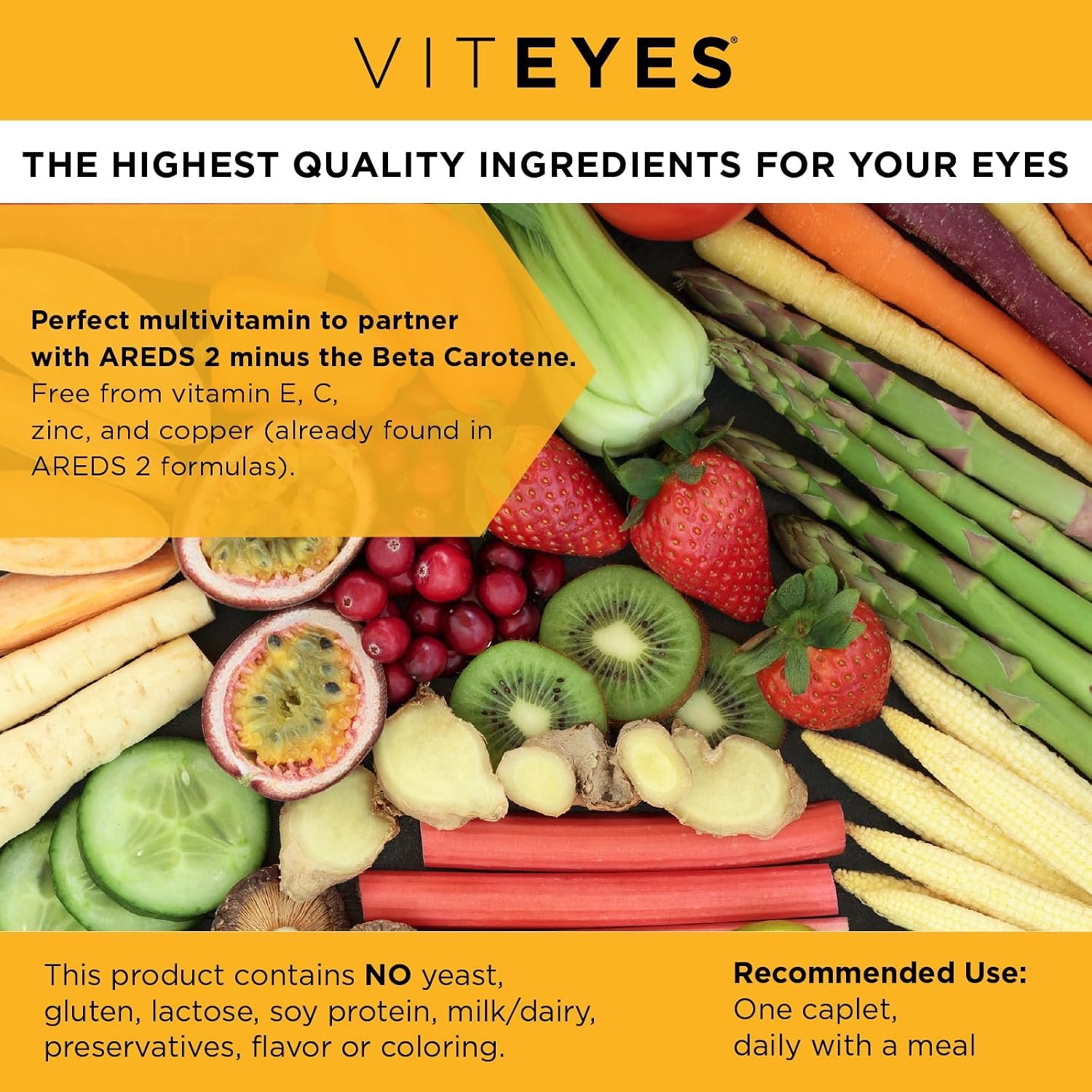 Viteyes Classic AREDS 2 Companion Beta-Carotene Free Multivitamin Supplement, Comprehensive Multivitamin Formula for AREDS 2 Users, 90 Caplets - Image 3