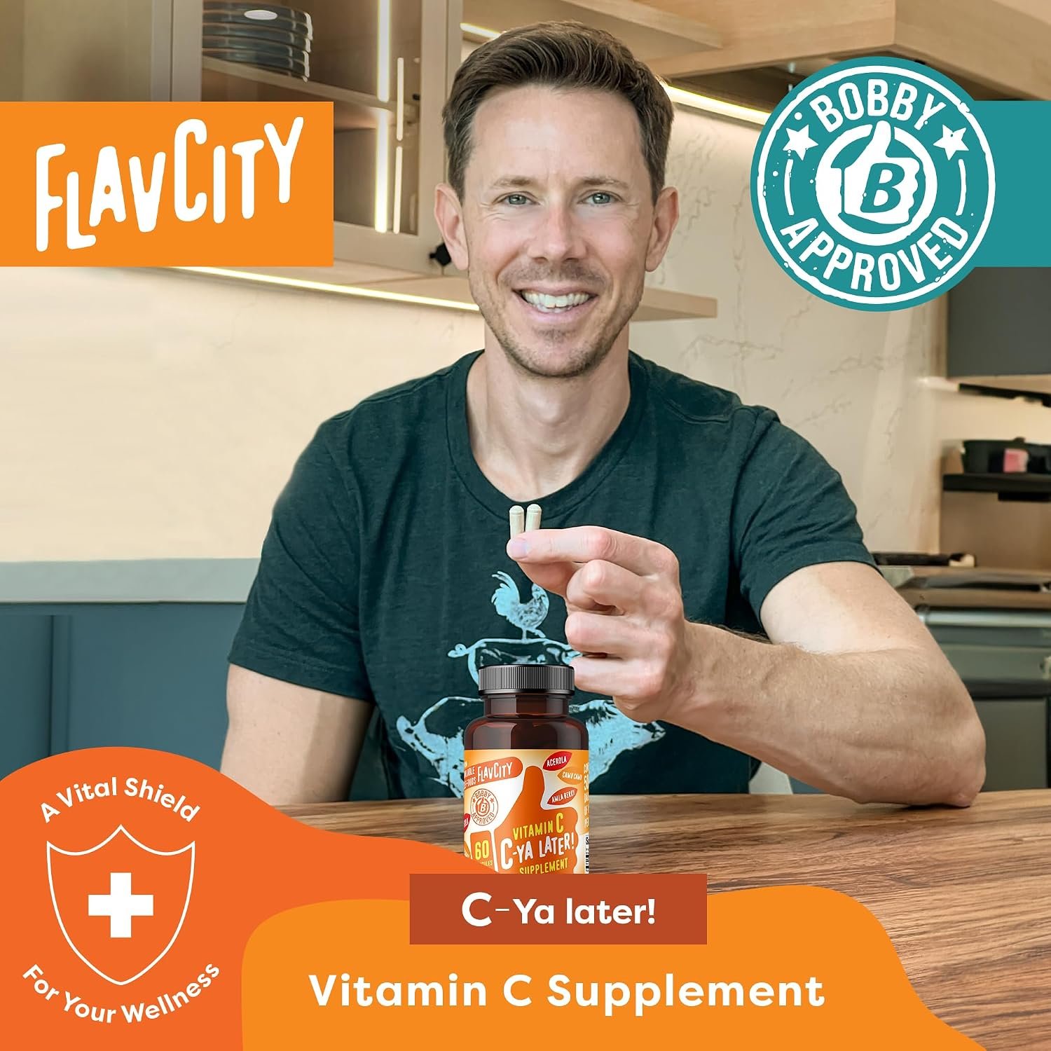 FlavCity Vitamin C Supplement, C-Ya Later! Superfood-Derived Immunity Support - Bioavailable Vitamin C Immune Support from Acerola Cherry, Rose Hips & Camu Camu - 500% Daily Value (60 Capsules) - Image 2