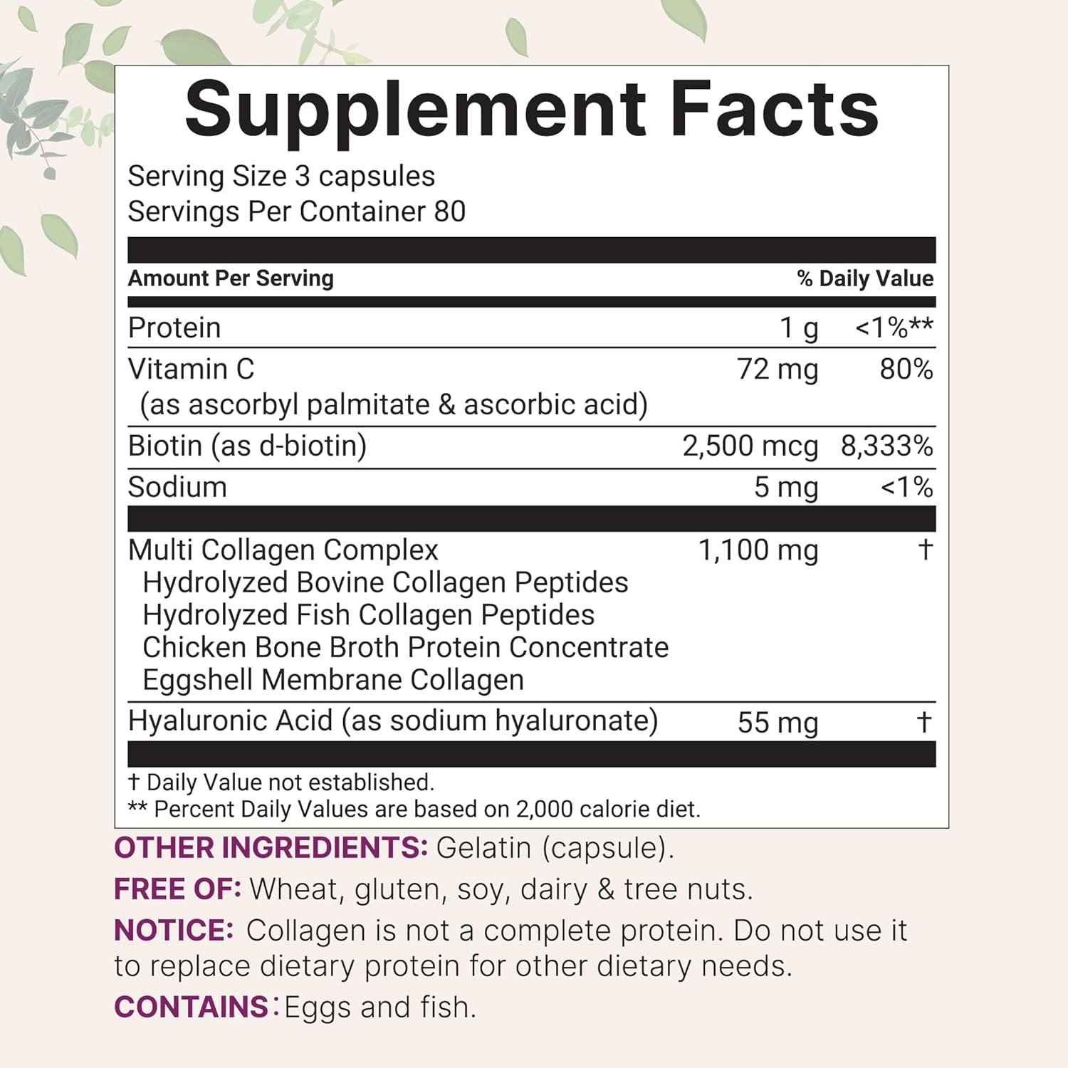 Micro Ingredients Multi Collagen Pills, 240 Capsules | Type I, II, III, V, X | Hydrolyzed Peptides with Biotin, Hyaluronic Acid, & Fat Soluble Vitamin C Complex | Non-GMO, Filler Free - Image 2