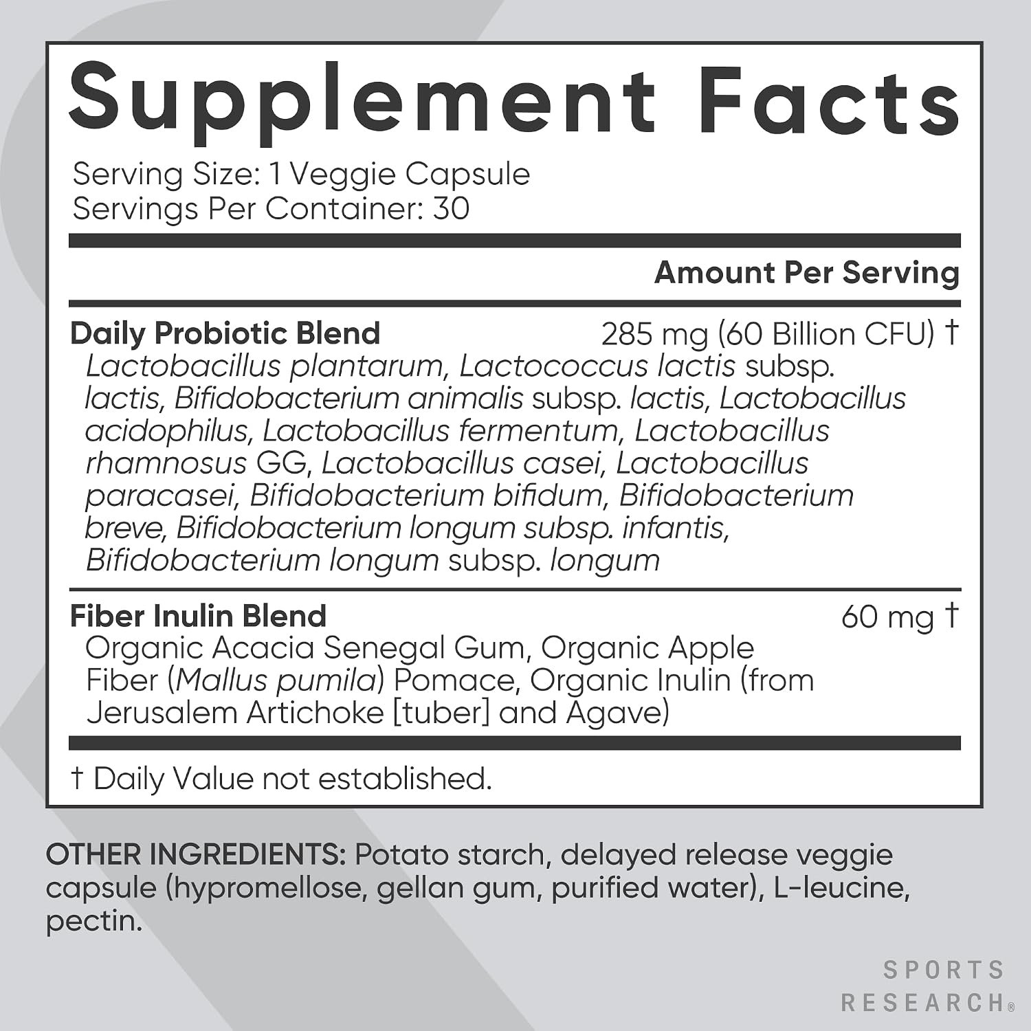 Sports Research® Daily Probiotics 60 Billion CFU w/Prebiotics, 30 Count | 12 Lacto & Bifido Strains for Gut & Digestive Support - Vegan, Non-GMO - Image 5