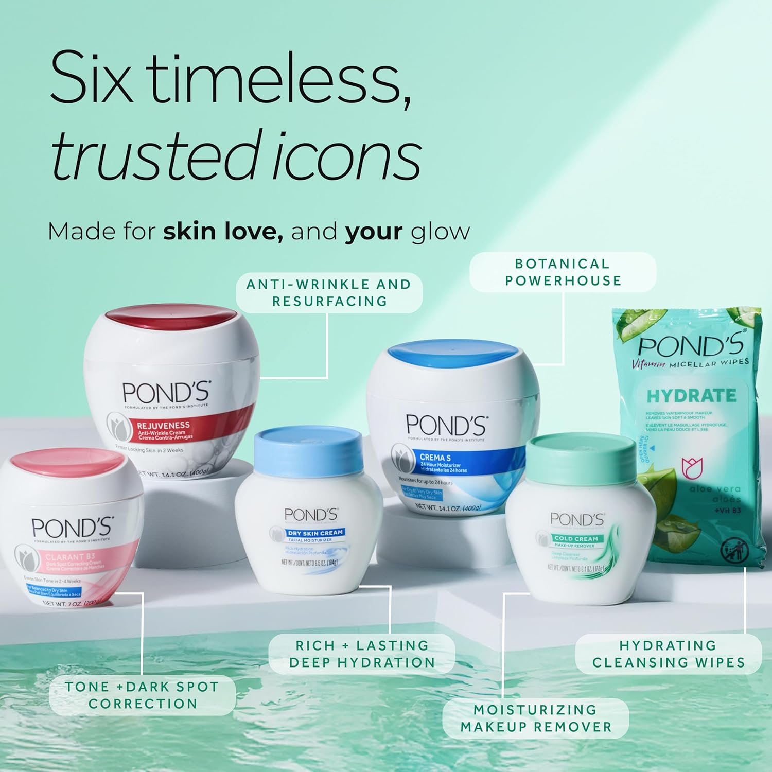 Pond's Nourishing Moisturizing Cream, Crema S, Fragrance Free, Ivory, 14.1 Oz - Image 8