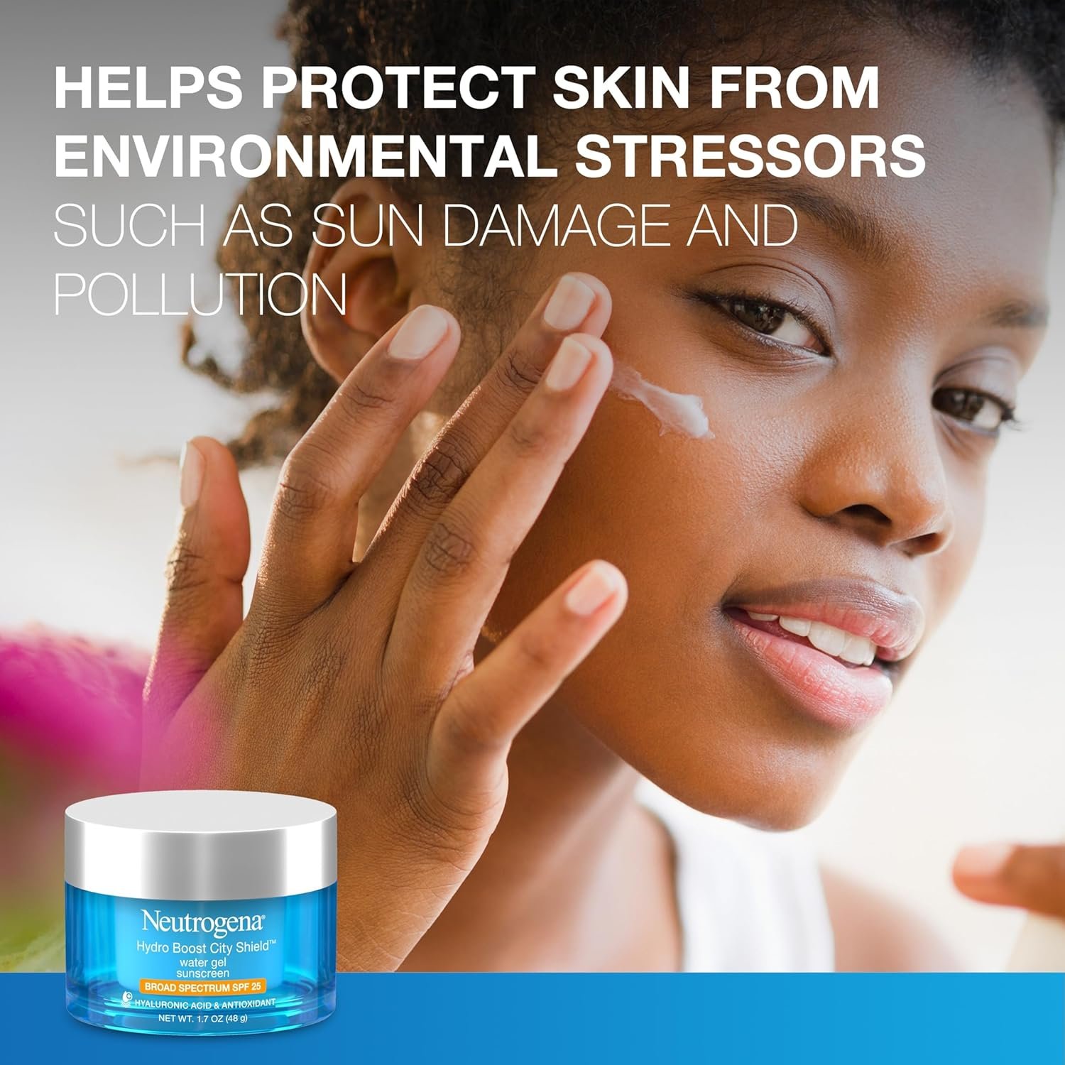 Neutrogena Hydro Boost City Shield Water Gel Face Moisturizer with Broad Spectrum SPF 25, Hydrating Facial Sunscreen with Hyaluronic Acid, Oil-Free and Non-Comedogenic Face Lotion, 1.7 oz - Image 4
