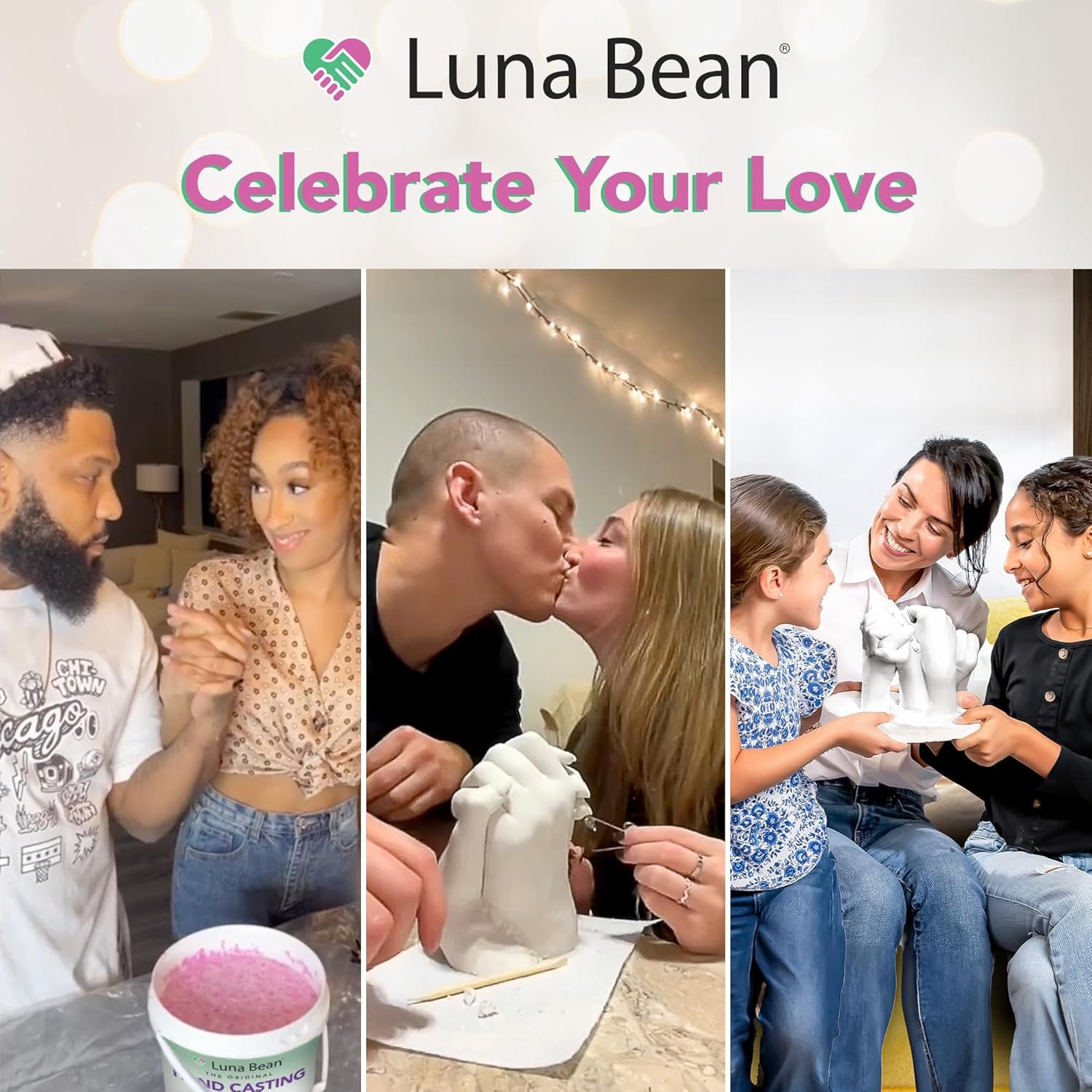 Luna Bean Hand Casting Kit – The Original Hand Mold Kit for Couples – Fathers Day Gift for Dad - Anniversary Engagement Birthday Gifts for Women Men Mom Wife Boyfriend Girlfriend Wedding Bridal Shower - Image 3