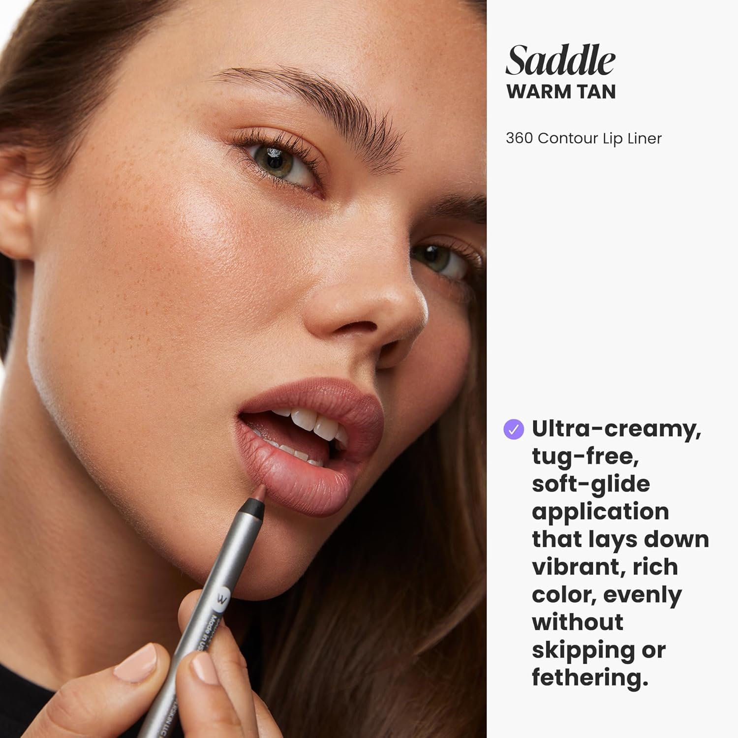 Wonderskin Lipliner Pencil - 360 Contour Lipliner, Long Lasting, Sharpenable, Waterproof and Transfer-Proof Brown Lip Liner Pencil (Saddle) - Image 3