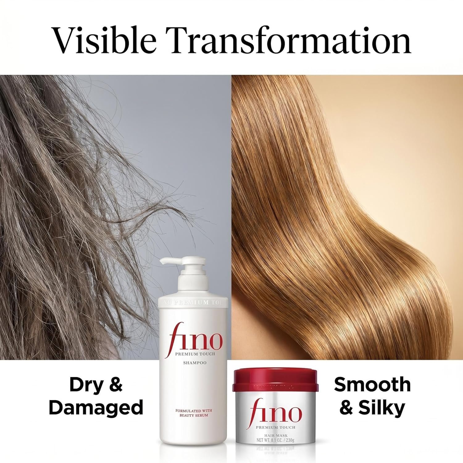 Fino Premium Touch Shampoo & Hair Mask Set, Royal Jelly Deep Repair & Intensive Hydrating Treatment for Frizzy, Dry, Damaged Hair, Anti-Breakage Japanese J-Beauty Bundle (550ml + 230g) - Image 6