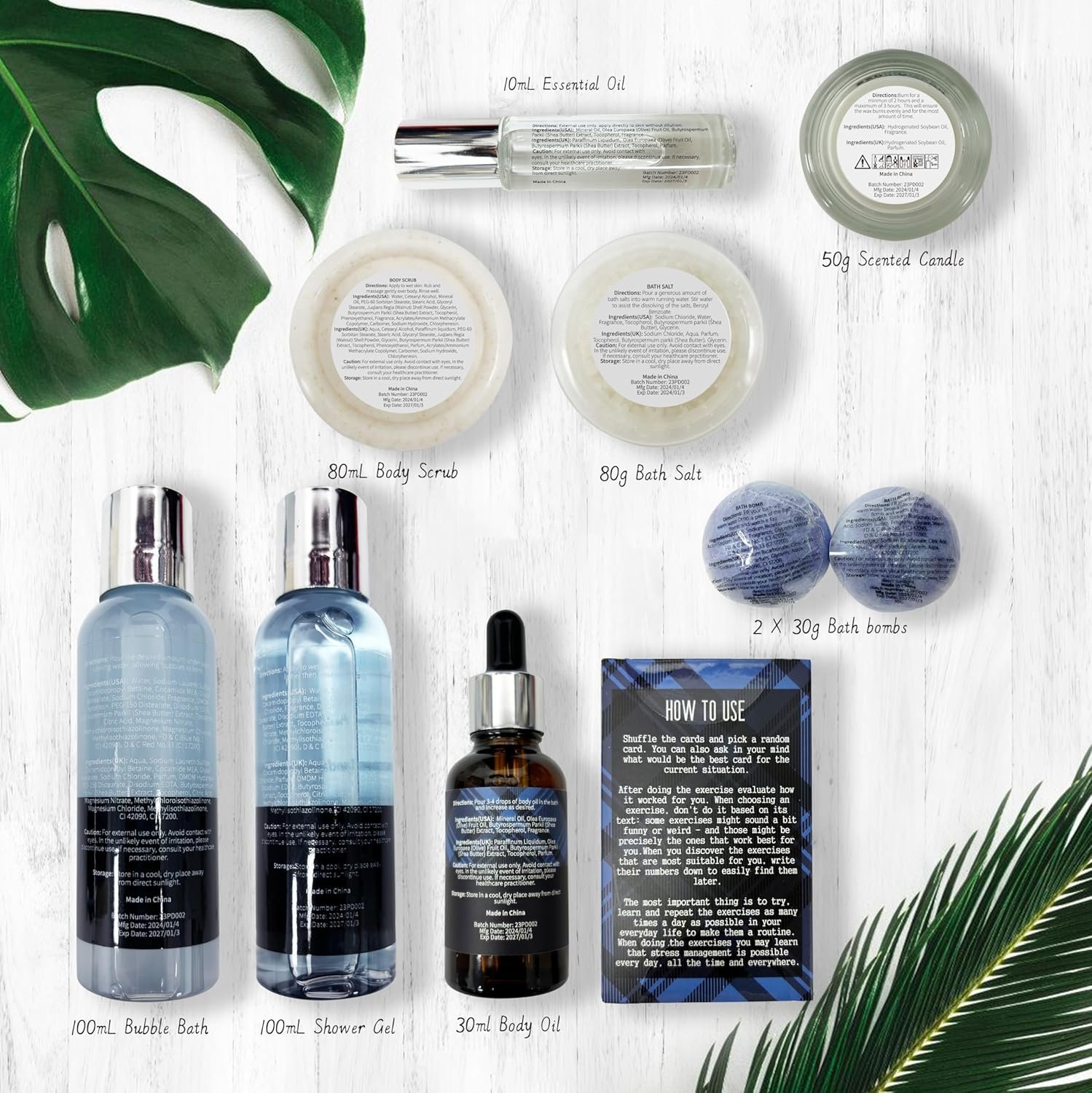 PEARLWORLD Bath Set with Ocean Scented Spa Gifts for Men, Christmas Birthday Self Skin Care Set for Men, Spa Gift Baskets for Him, 12Pcs Men's Spa Kit Gifts for Bath Spa - Image 8