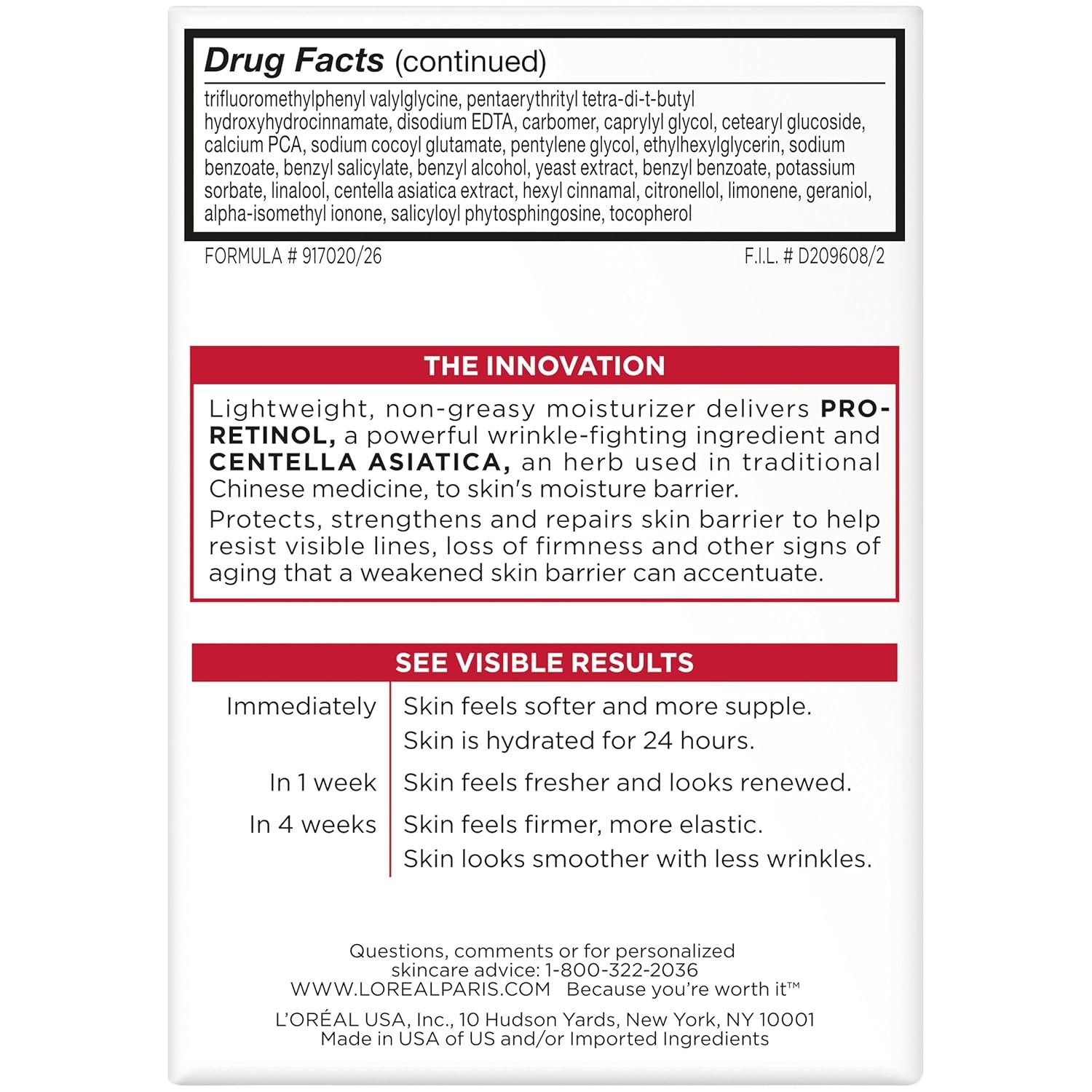 L'Oréal Paris Revitalift Anti-Wrinkle and Firming Face Moisturizer with SPF 25, Pro-Retinol and Centella Asiatica, Paraben Free, 1.7 oz (Packaging may vary) - Image 3