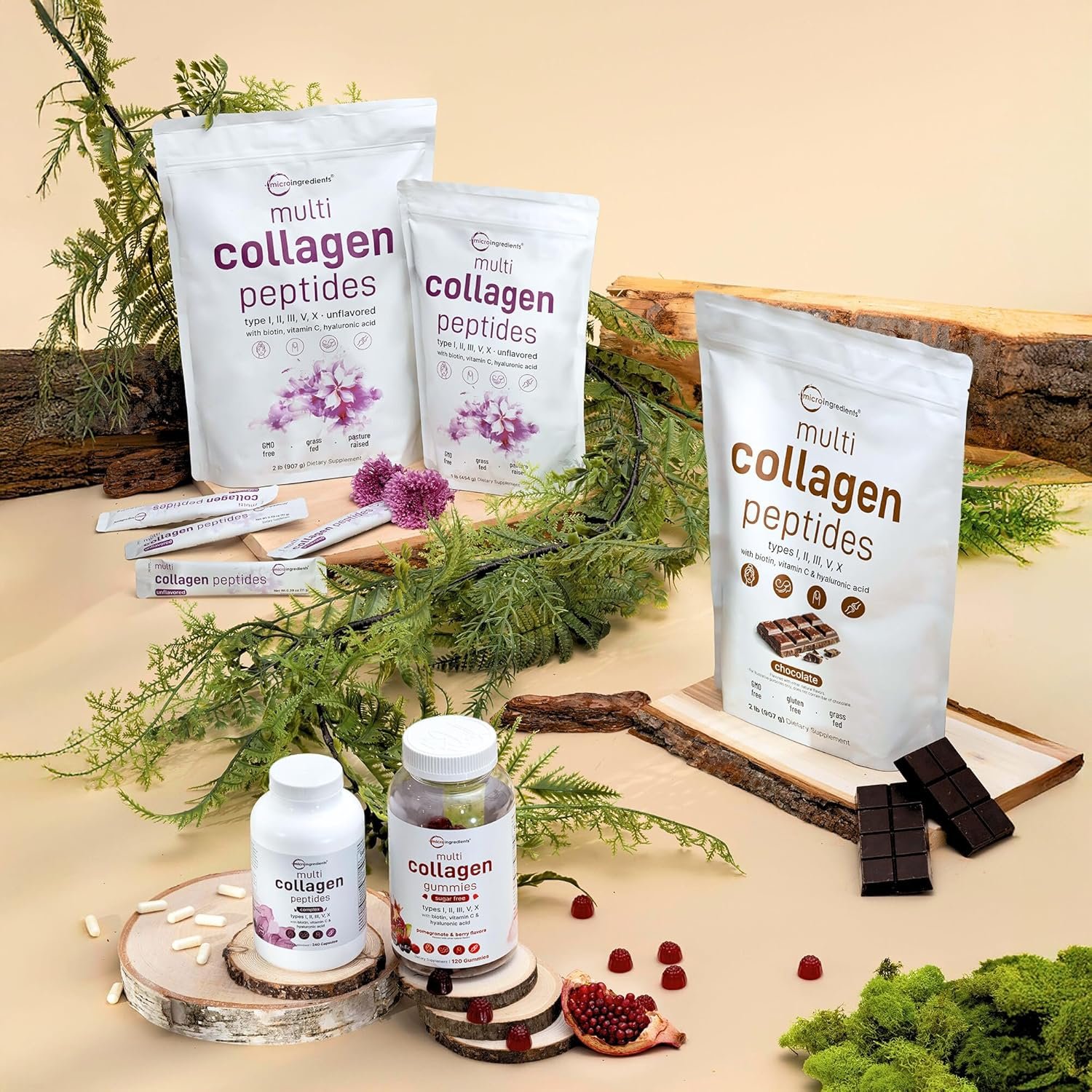 Micro Ingredients Multi Collagen Pills, 240 Capsules | Type I, II, III, V, X | Hydrolyzed Peptides with Biotin, Hyaluronic Acid, & Fat Soluble Vitamin C Complex | Non-GMO, Filler Free - Image 6