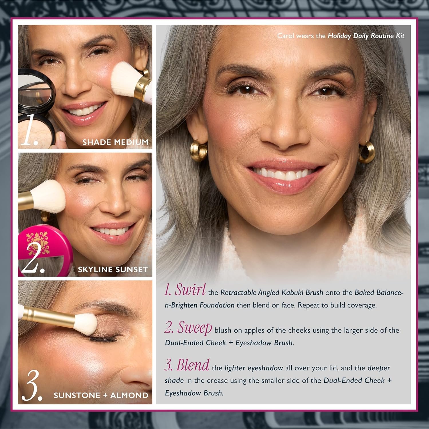 LAURA GELLER NEW YORK Daily Routine Kit | Light | Limited Edition Makeup Set | Includes Baked Foundation for Mature Skin, Exclusive Blush, Eyeshadow, Retractable Kabuki Brush - Image 4