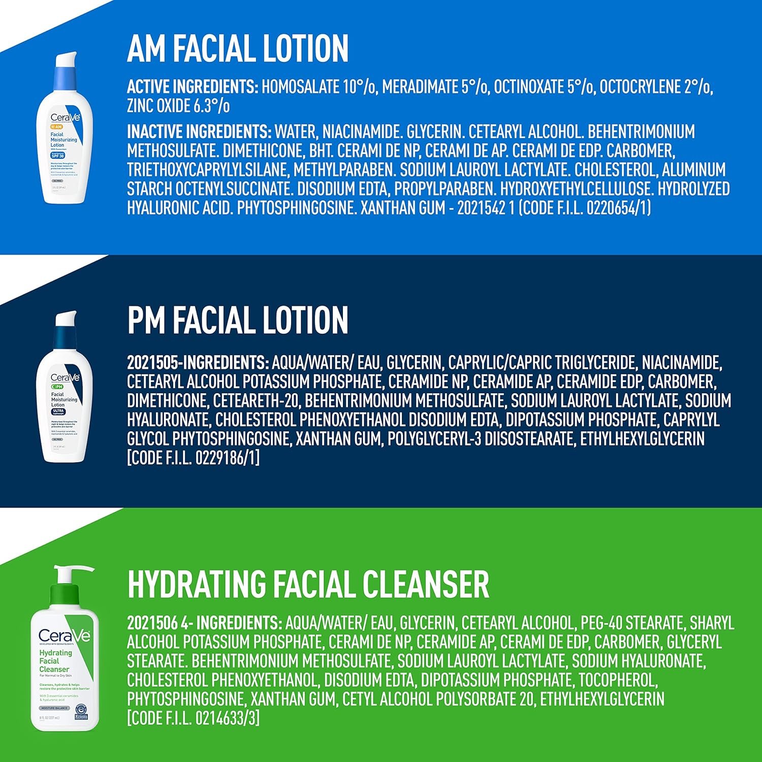 CeraVe AM Face Moisturizer with SPF, PM Face Moisturizer & Hydrating Face Wash Skin Care Routine for Morning & Night | Travel Size Toiletries | 3oz Lotion + 3oz Lotion + 3oz Cleanser - Image 7
