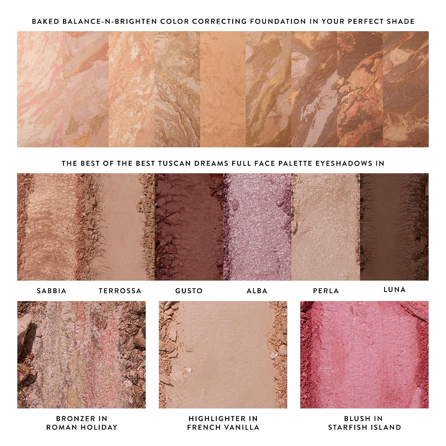 LAURA GELLER NEW YORK Baked Starter Kit- Baked Balance-n-Brighten, Light + Best of the Best Tuscan Dreams Face Palette + Retractable Angled Kabuki Brush - Image 2