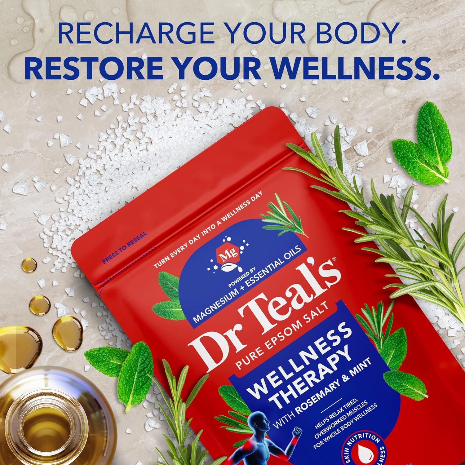 Dr Teal's Epsom Salt Magnesium Soak, Lavender, Eucalyptus & Wellness Trio, 3 lbs (Pack of 3) - Image 4