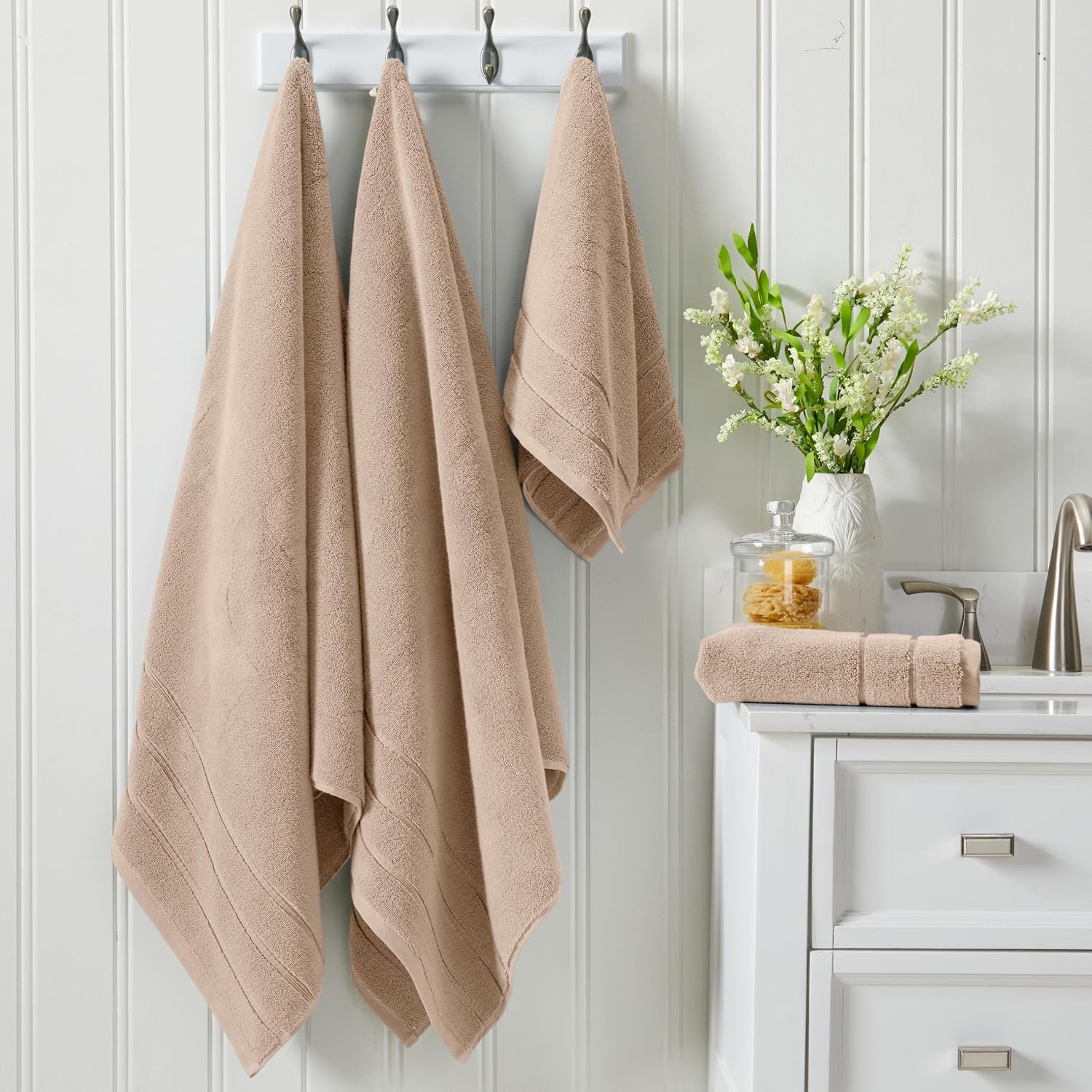Springtree Home Luxury Turkish Cotton Bath Towels | 100% Turkish Cotton | Premium Bath Towels | Ultra Soft Thick Plush & Highly Absorbent | Luxury Hotel & Spa Quality Bathroom Towels | Cobblestone - Image 2