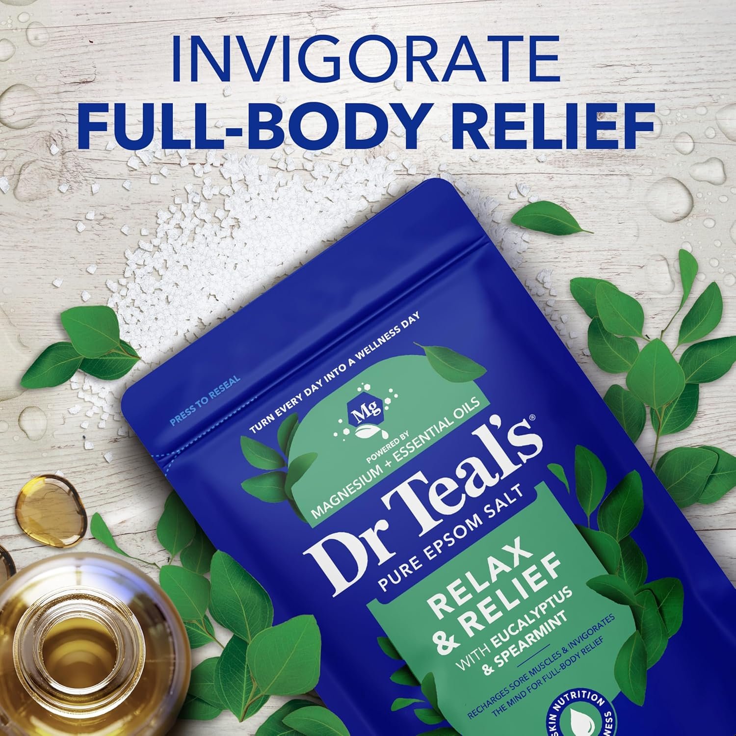 Dr Teal's Epsom Salt Magnesium Soak, Lavender, Eucalyptus & Wellness Trio, 3 lbs (Pack of 3) - Image 3