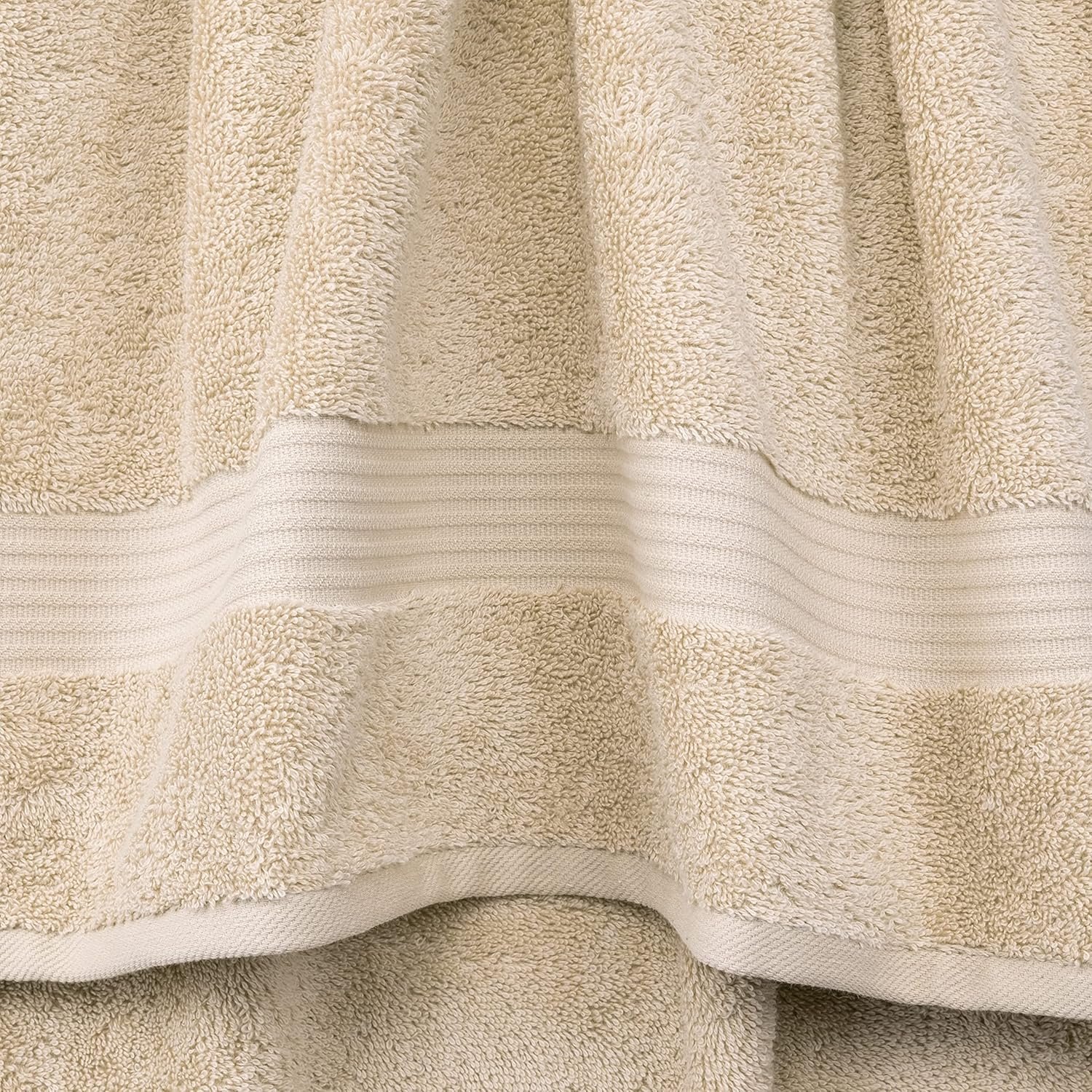 Cotton Paradise 100% Cotton Turkish Towel Set, Soft Absorbent Quick Dry, 6 Piece Towel Set, Beige - Image 3